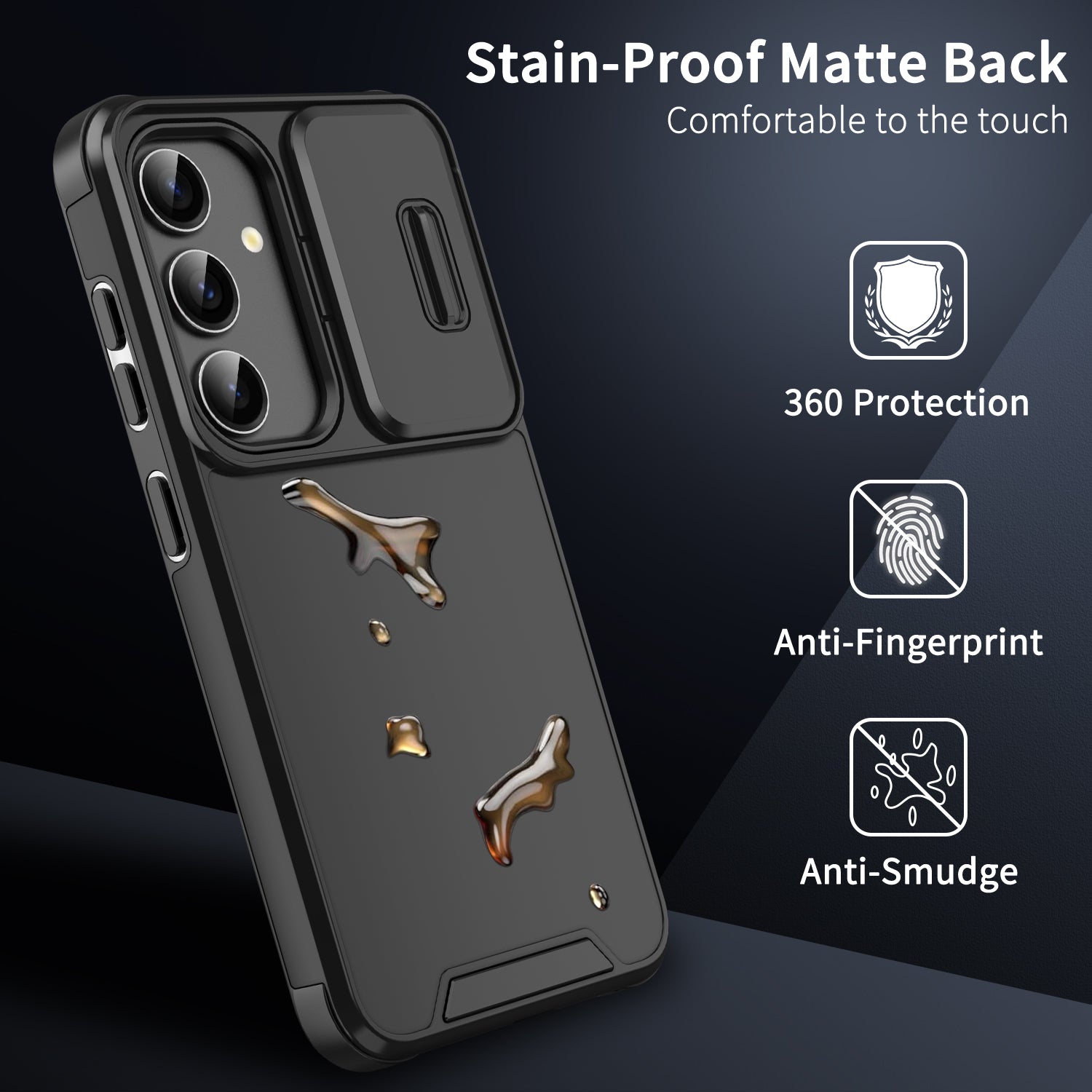For Samsung Galaxy S23 FE Shockproof Case PC+TPU Phone Cover with Slide Camera Guard