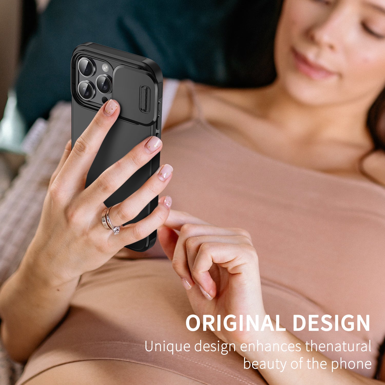 For iPhone 13 Pro Case Slide Camera Cover PC+TPU Hybrid Phone Protector