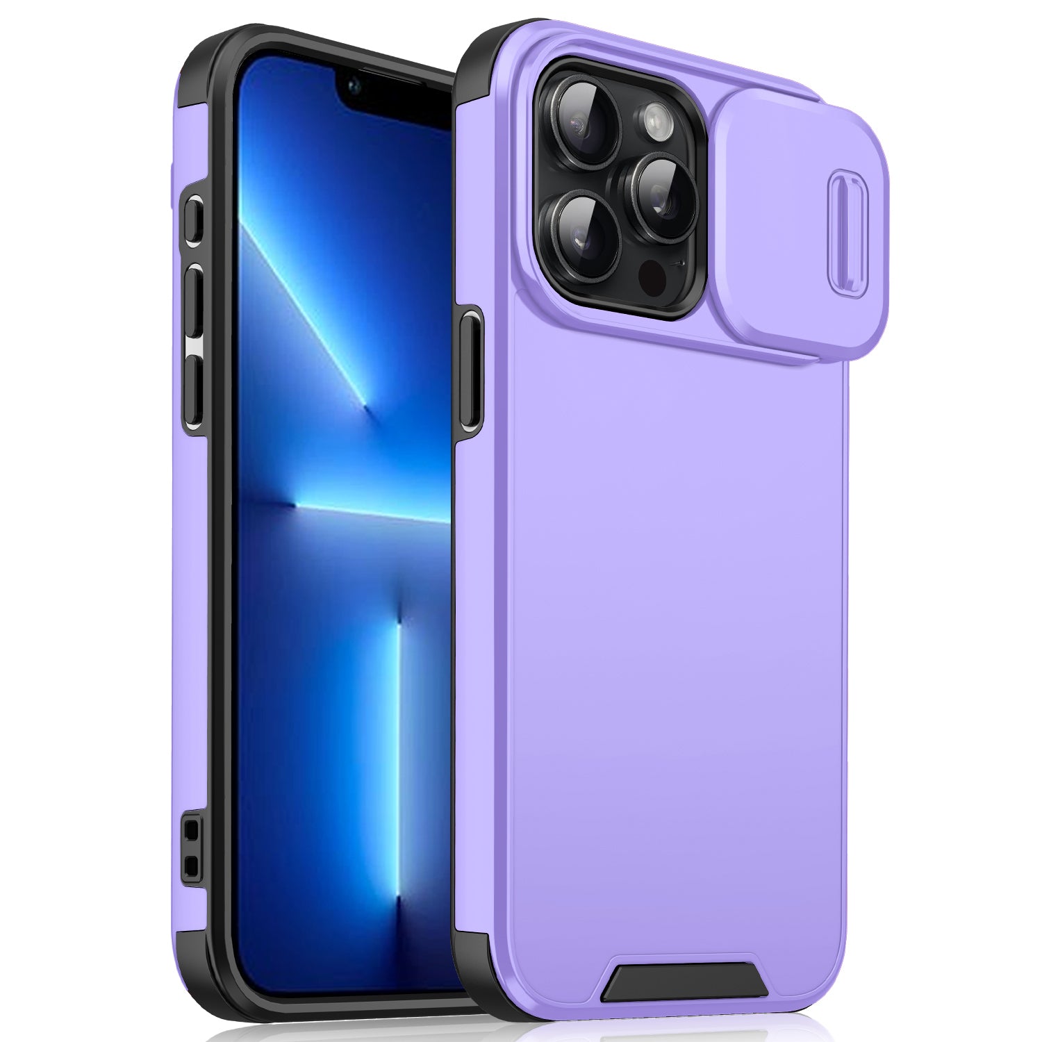 For iPhone 13 Pro Case Slide Camera Cover PC+TPU Hybrid Phone Protector