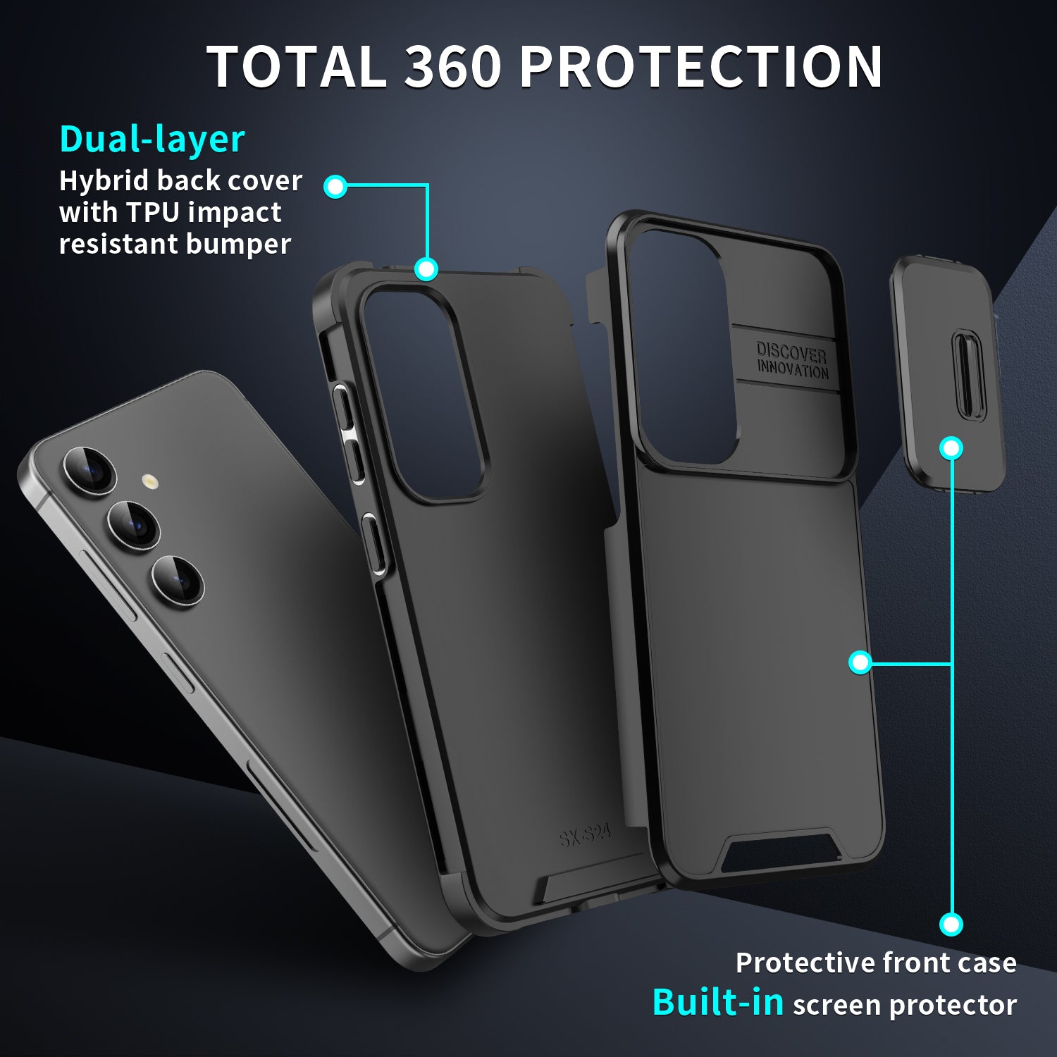 For Samsung Galaxy A15 4G / A15 5G Cell Phone Case Slide Camera Shield PC+TPU Bump Proof Cover