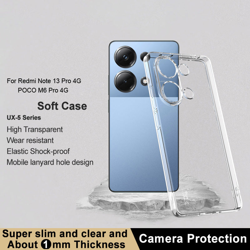 IMAK UX-5 Series Slim Case for Xiaomi Redmi Note 13 Pro 4G / Poco M6 Pro 4G Crystal Clear TPU Phone Cover