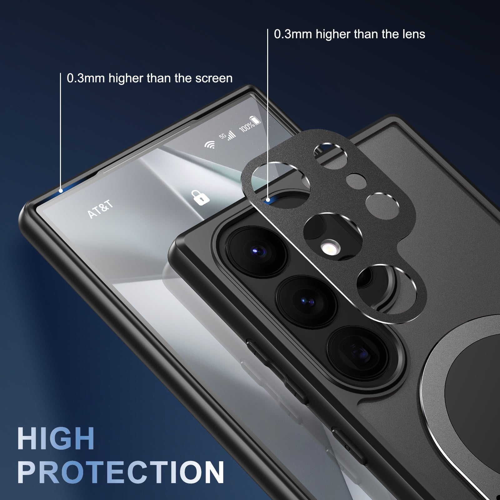 For Samsung Galaxy S23 Ultra Magnetic Case PC+Silicone Kickstand Phone Cover Graphene Heat Dissipation