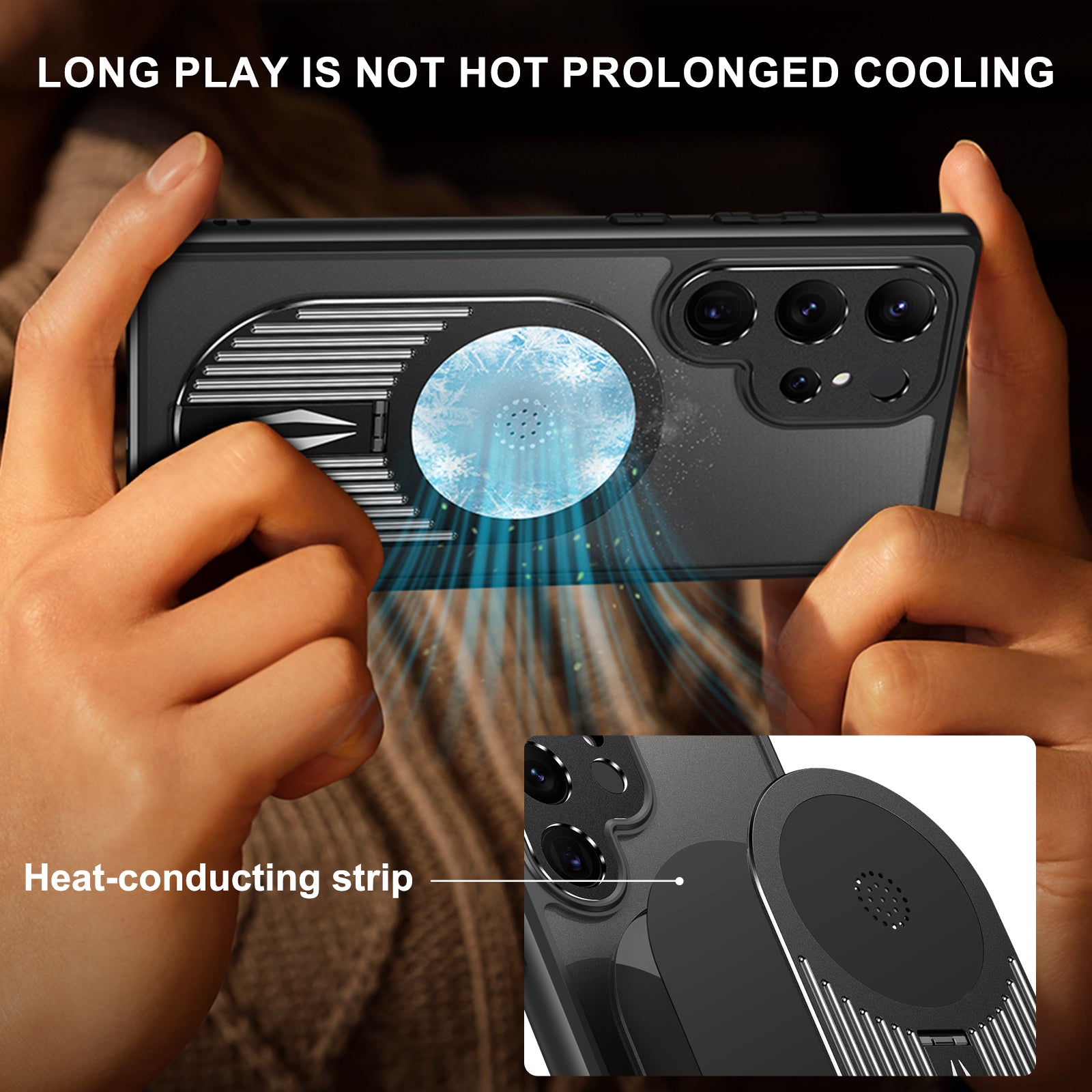 For Samsung Galaxy S23 Ultra Magnetic Case PC+Silicone Kickstand Phone Cover Graphene Heat Dissipation