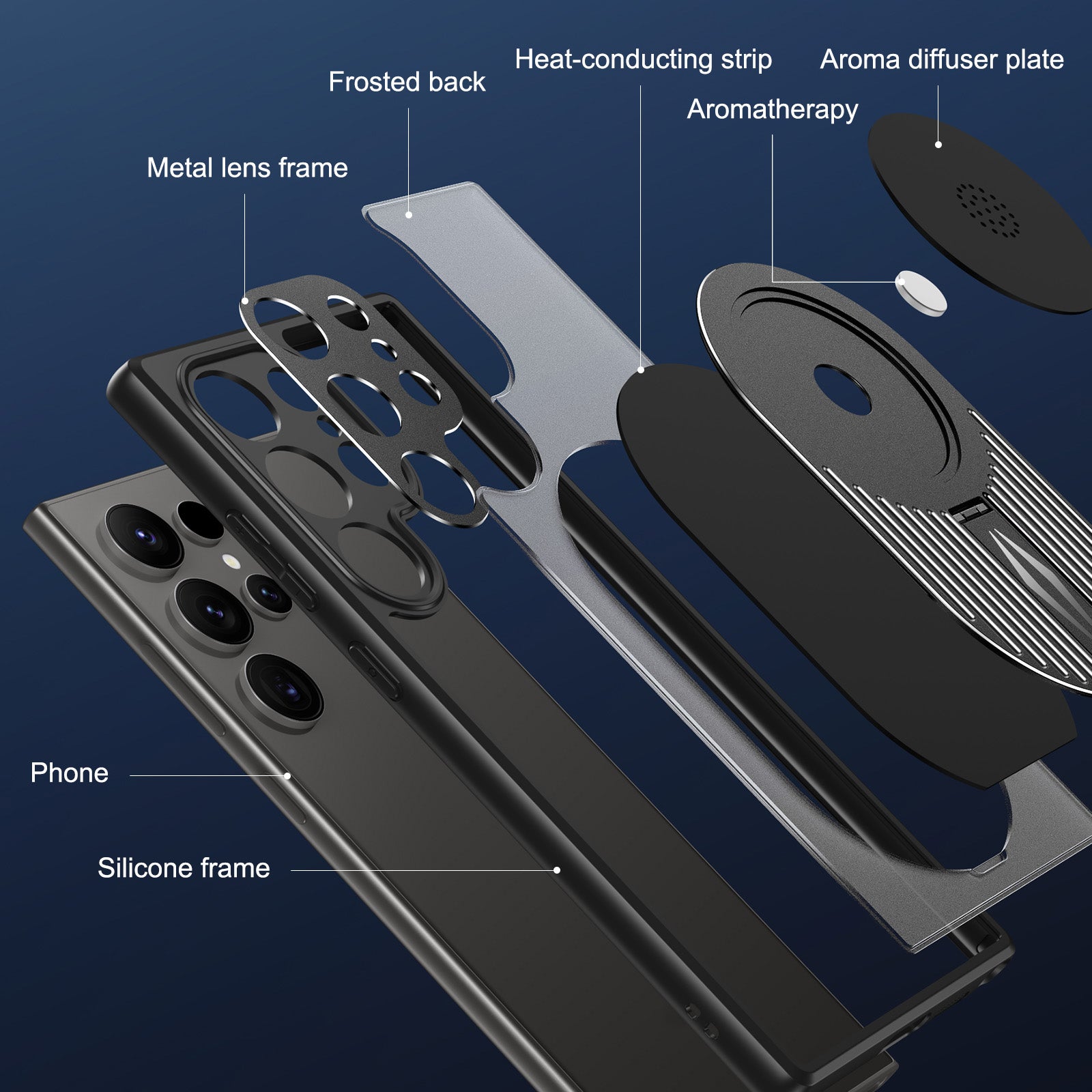 For Samsung Galaxy S22 Ultra 5G Case Graphene Heat Dissipation Phone Case with Aromatherapy Tablet