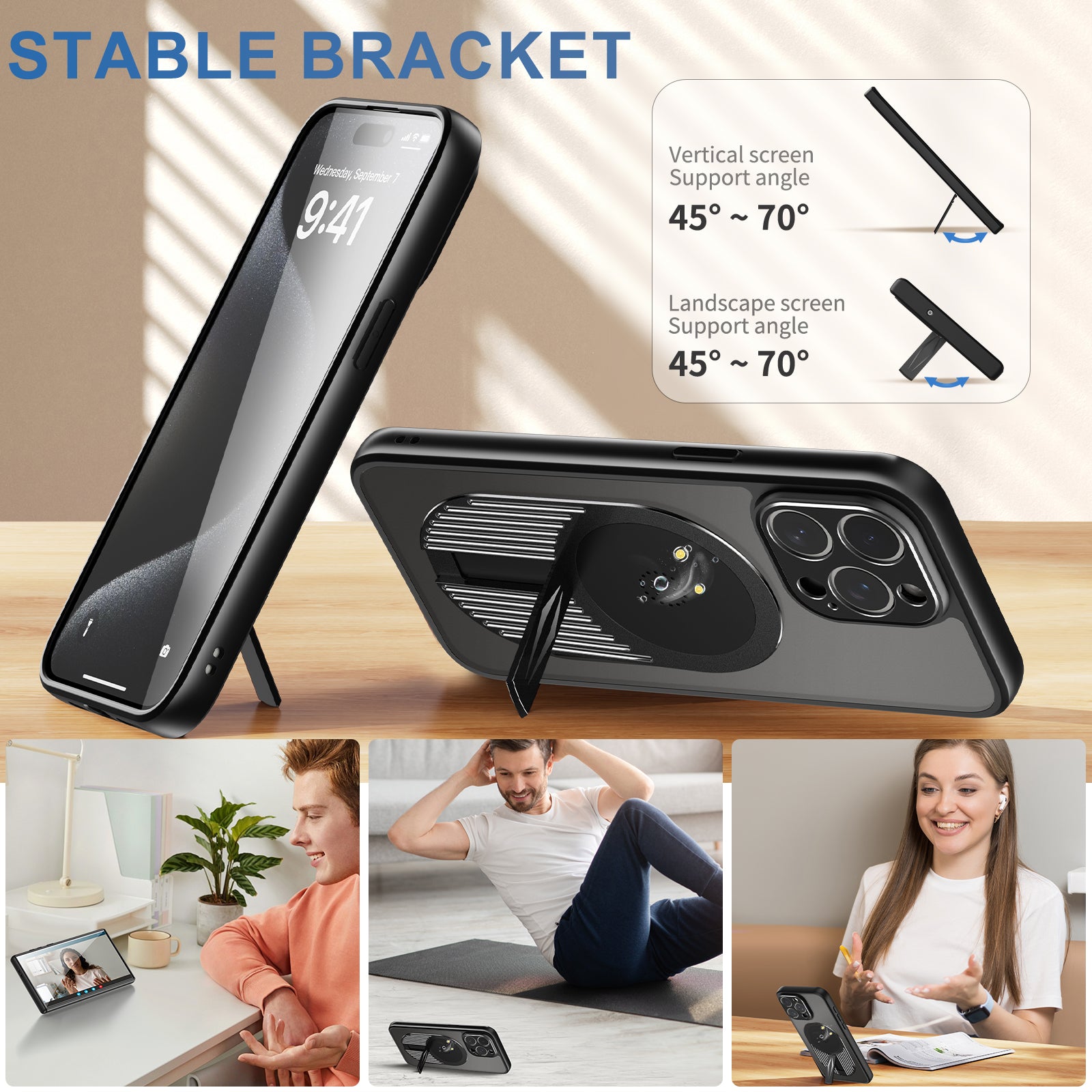For iPhone 14 Pro Max Magnetic Case Graphene Heat Dissipation Kickstand Cover with Aromatherapy Tablet