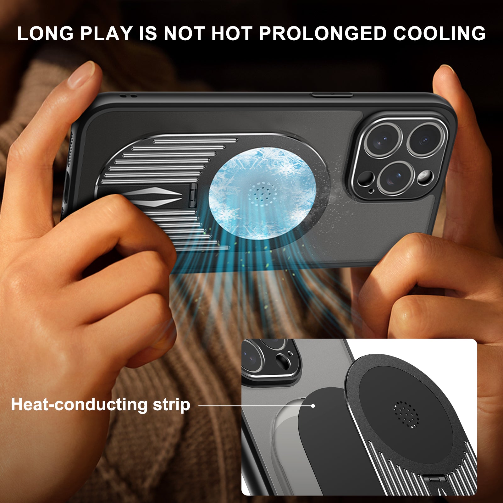 For iPhone 14 Pro Max Magnetic Case Graphene Heat Dissipation Kickstand Cover with Aromatherapy Tablet