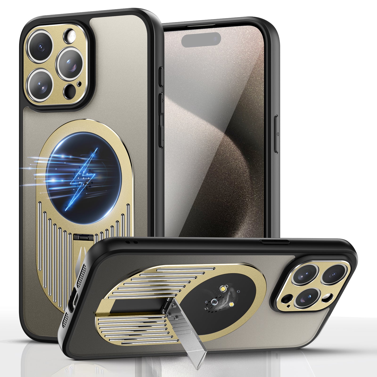 For iPhone 15 Pro Max Kickstand Case Graphene Heat Dissipation Phone Cover with Aromatherapy Tablet