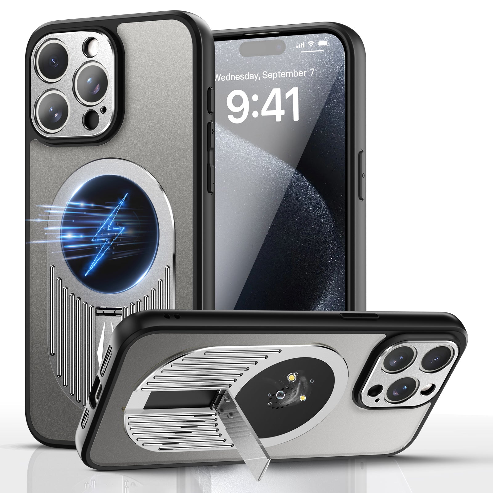 For iPhone 15 Pro Max Kickstand Case Graphene Heat Dissipation Phone Cover with Aromatherapy Tablet