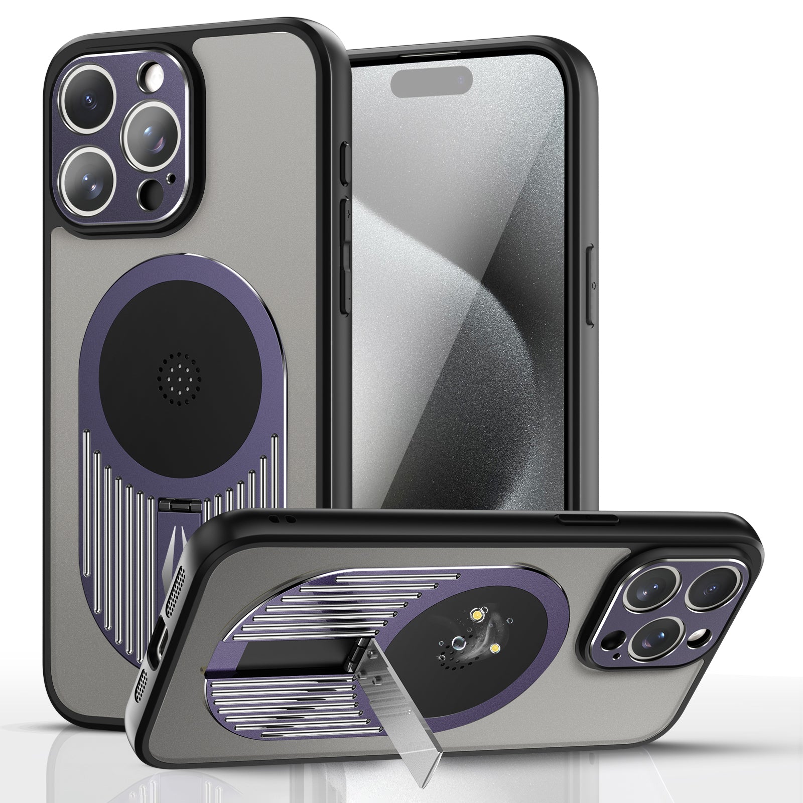 For iPhone 15 Pro Max Kickstand Case Graphene Heat Dissipation Phone Cover with Aromatherapy Tablet