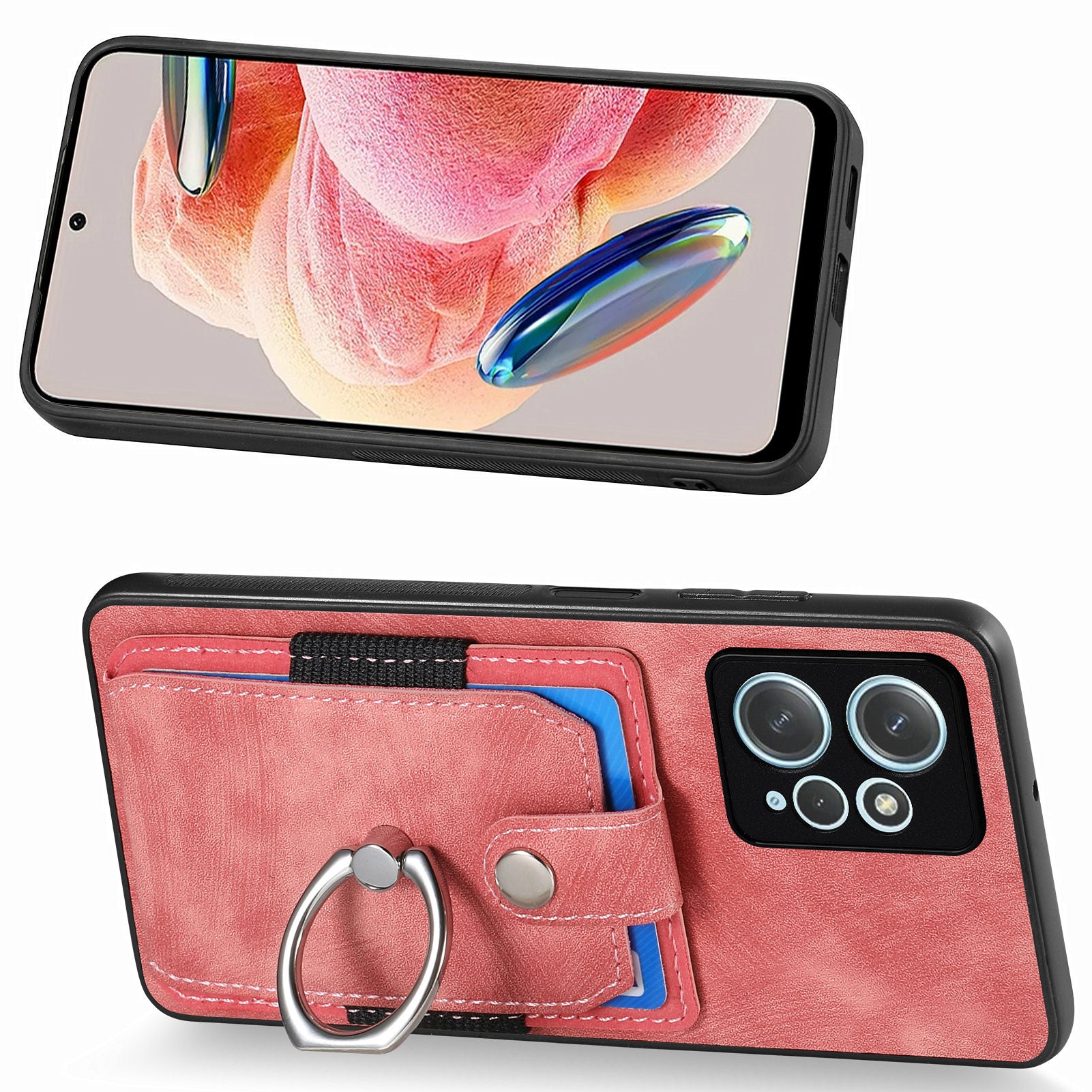 D2 For Xiaomi Redmi Note 12 4G Case Leather Coated TPU Phone Cover with Card Slots