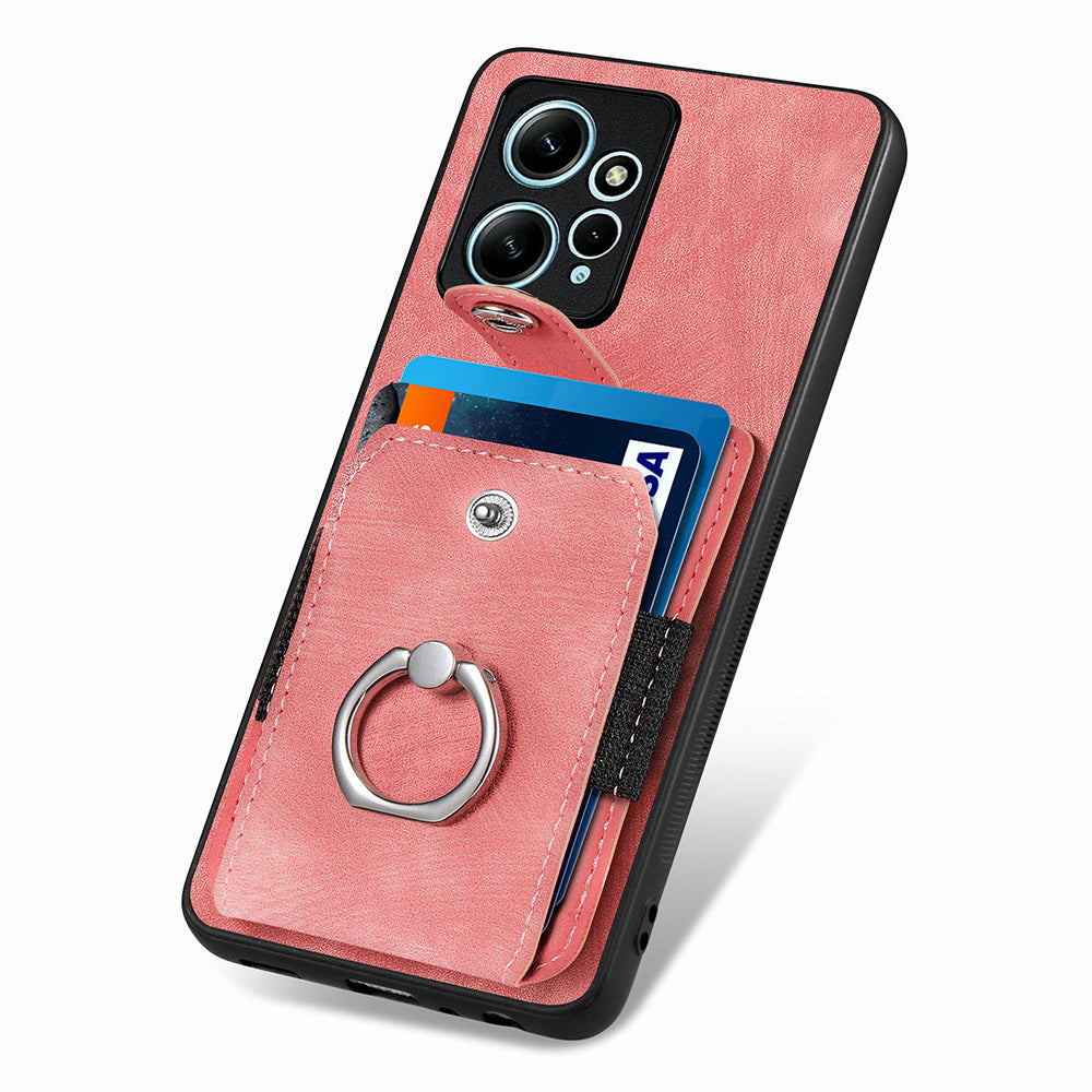 D2 For Xiaomi Redmi Note 12 4G Case Leather Coated TPU Phone Cover with Card Slots