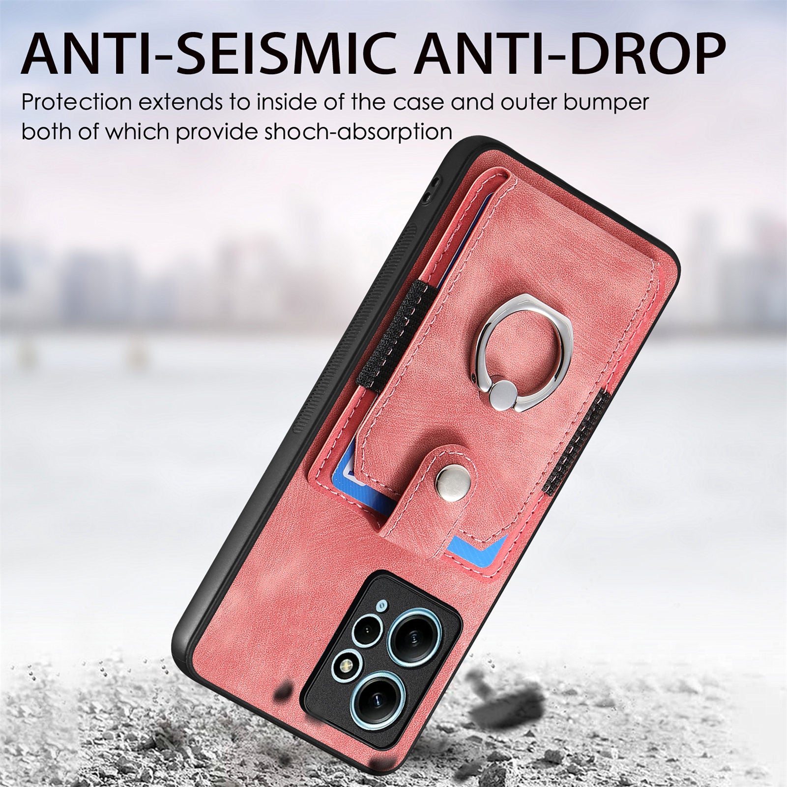 D2 For Xiaomi Redmi Note 12 4G Case Leather Coated TPU Phone Cover with Card Slots