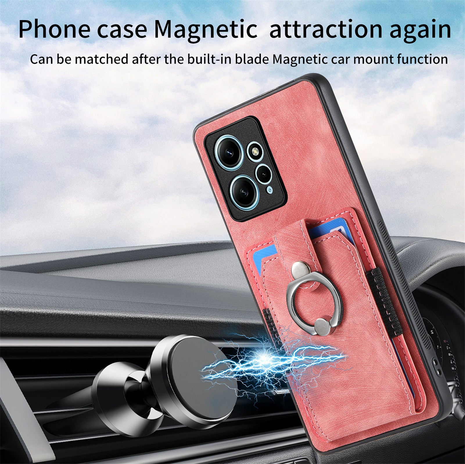 D2 For Xiaomi Redmi Note 12 4G Case Leather Coated TPU Phone Cover with Card Slots