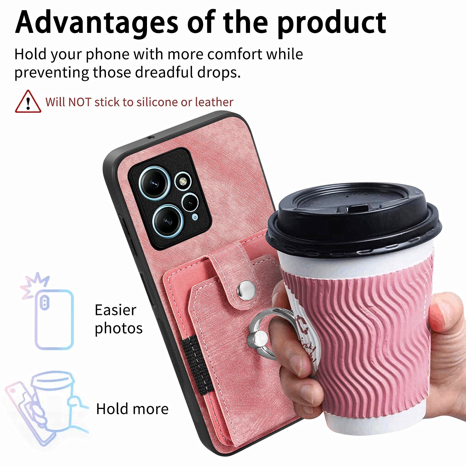 D2 For Xiaomi Redmi Note 12 4G Case Leather Coated TPU Phone Cover with Card Slots