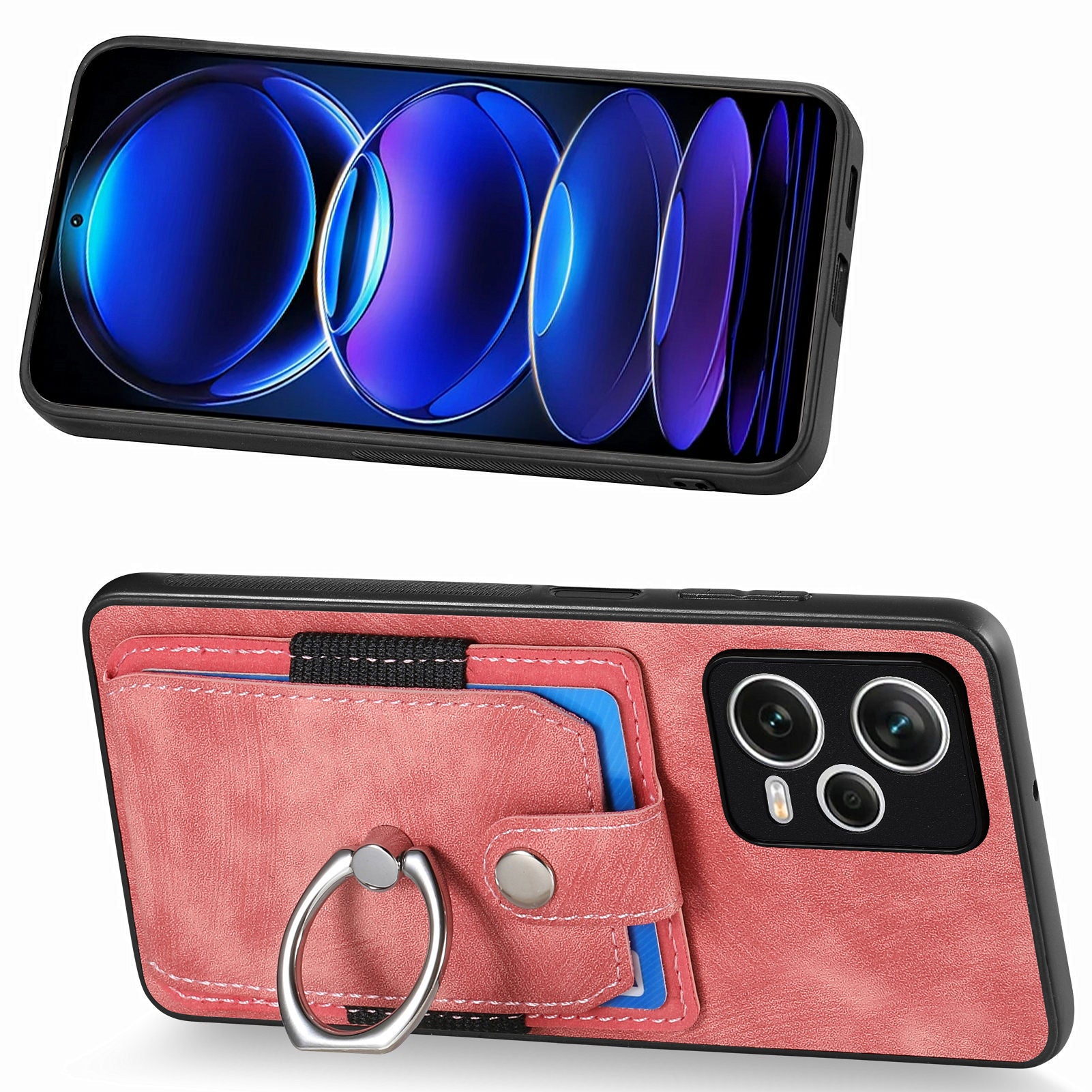 D2 For Xiaomi Redmi Note 12 Pro+ 5G Case Card Slots Leather+TPU Retro Phone Cover with Kickstand