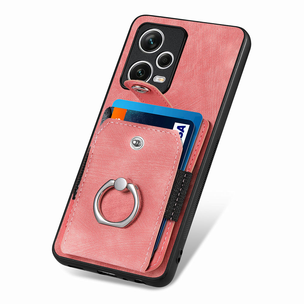 D2 For Xiaomi Redmi Note 12 Pro+ 5G Case Card Slots Leather+TPU Retro Phone Cover with Kickstand