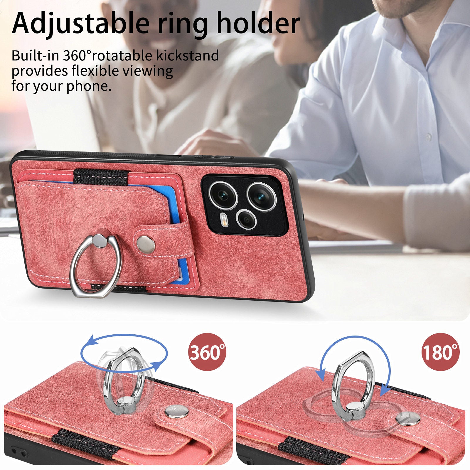 D2 For Xiaomi Redmi Note 12 Pro+ 5G Case Card Slots Leather+TPU Retro Phone Cover with Kickstand