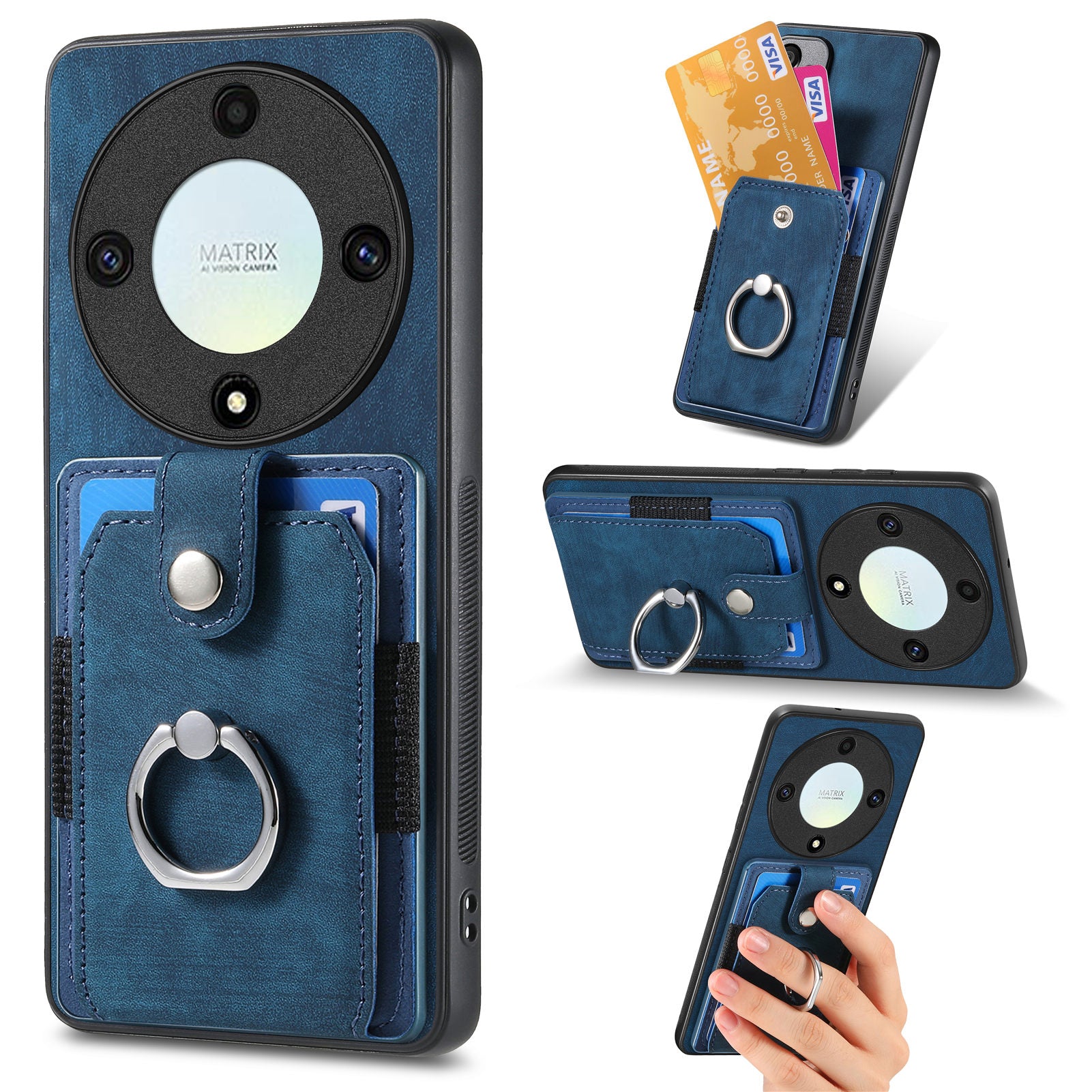 D2 For Honor X40 5G / X9a 5G / Magic5 Lite 5G Case Card Holder Kickstand Leather+TPU Cover