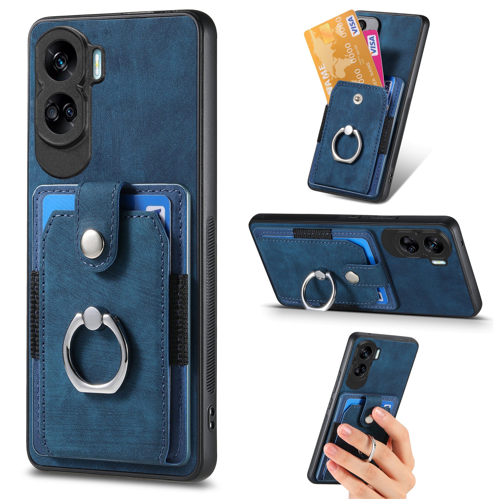 D2 For Honor X50i 5G / 90 Lite 5G Case Kickstand Anti-Drop Leather Coated TPU Shell