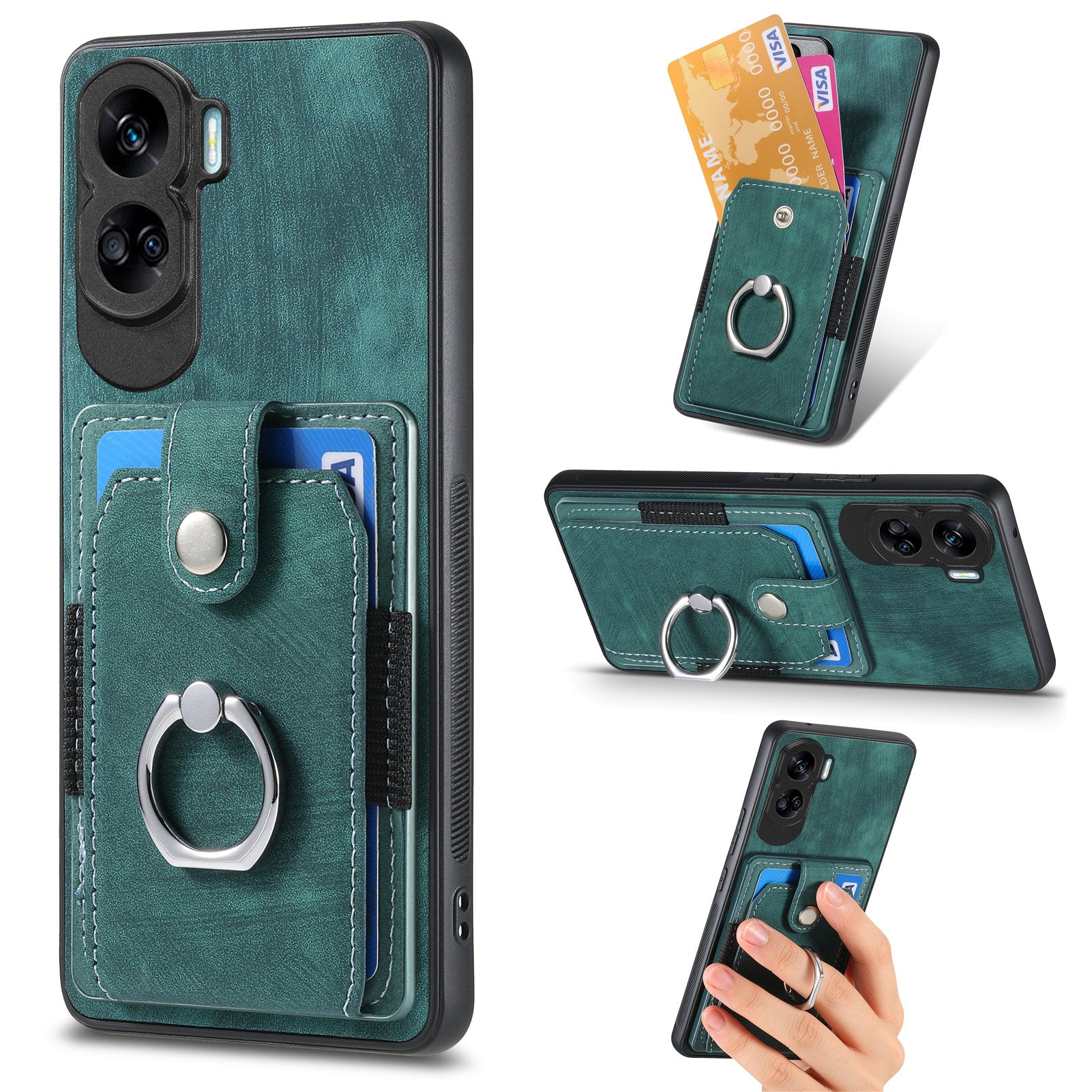 D2 For Honor X50i 5G / 90 Lite 5G Case Kickstand Anti-Drop Leather Coated TPU Shell