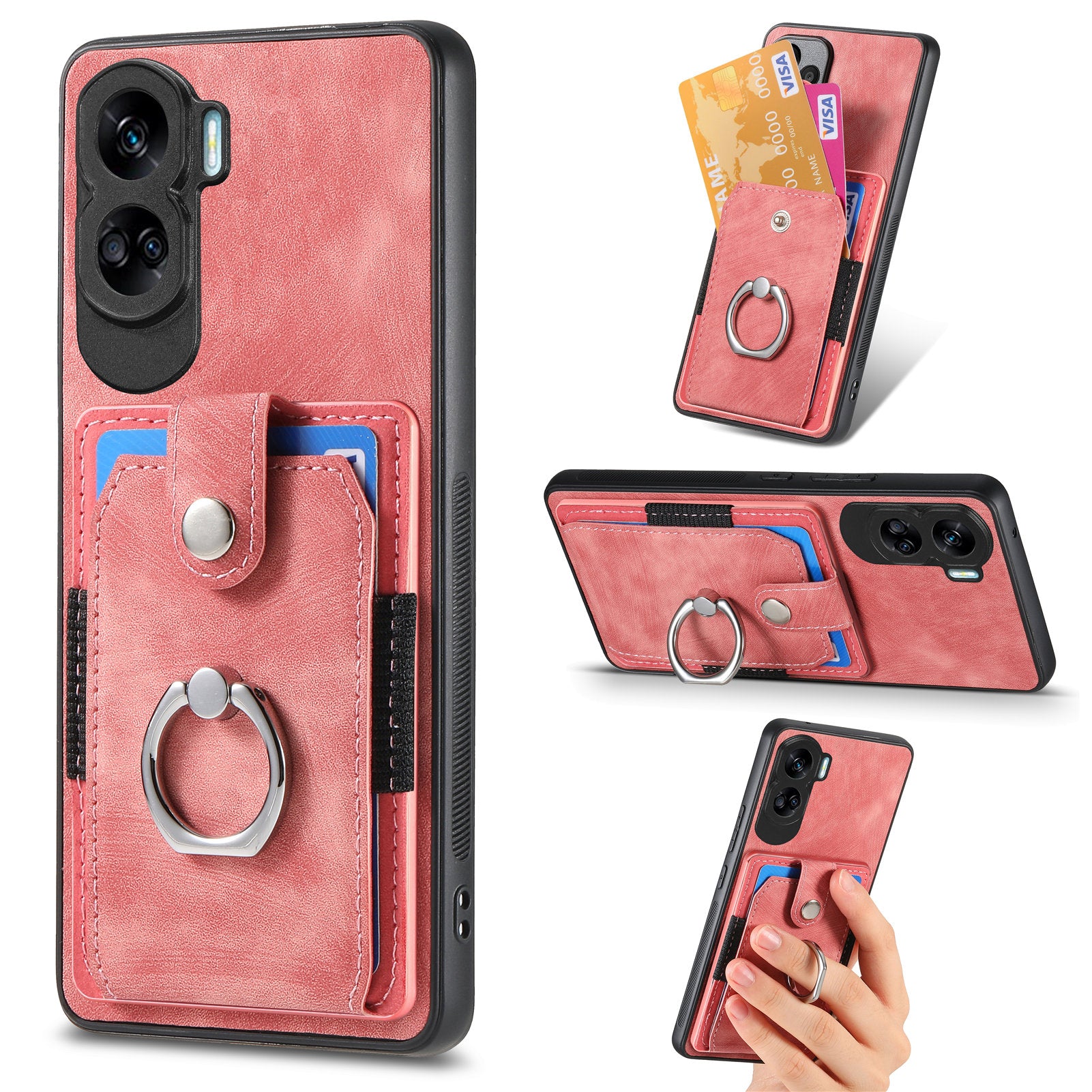 D2 For Honor X50i 5G / 90 Lite 5G Case Kickstand Anti-Drop Leather Coated TPU Shell