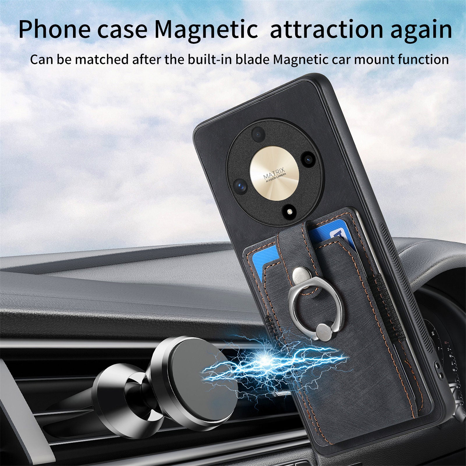 D2 For Honor X9b 5G / Magic6 Lite 5G Case Card Slots Retro PU Leather+TPU Kickstand Cover