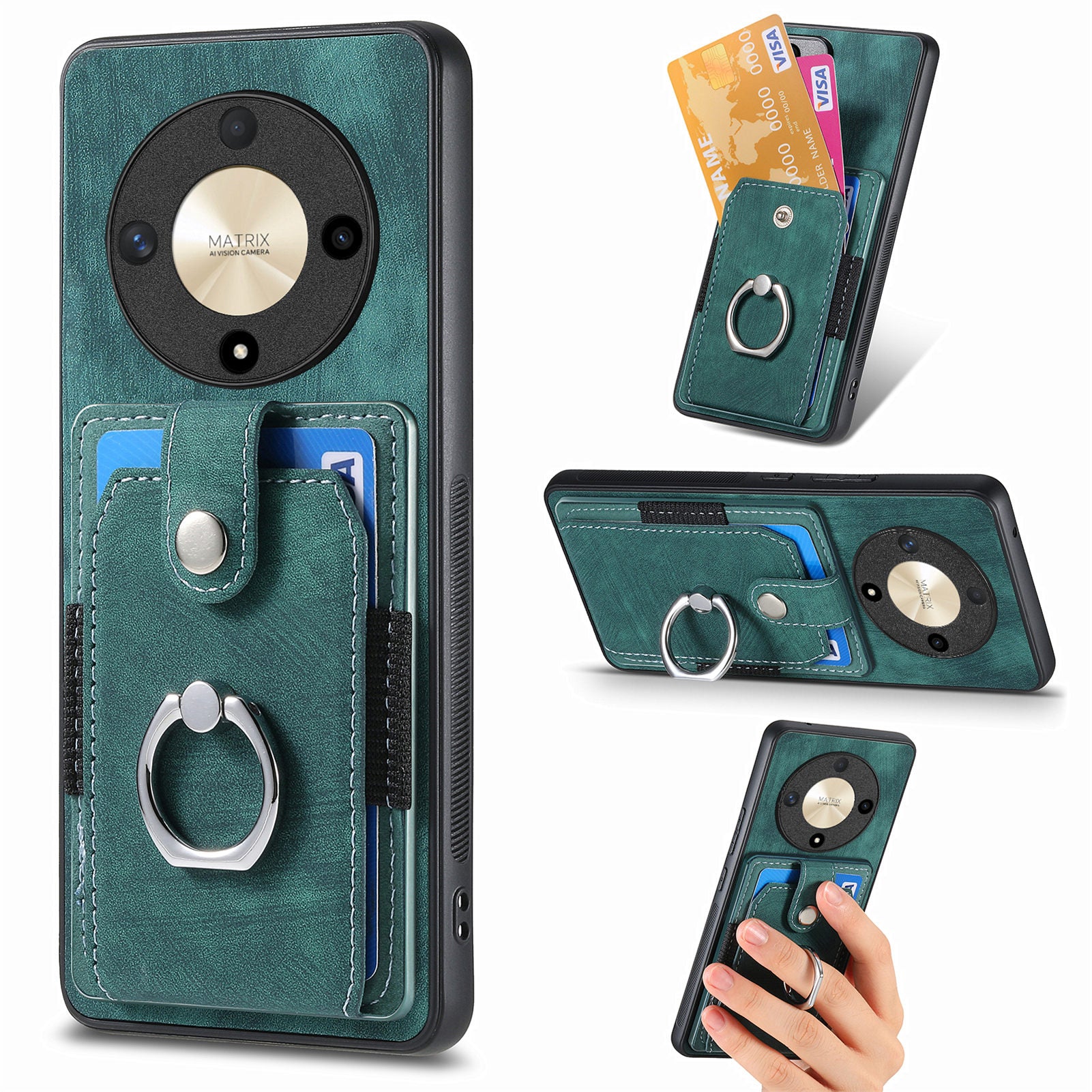 D2 For Honor X9b 5G / Magic6 Lite 5G Case Card Slots Retro PU Leather+TPU Kickstand Cover