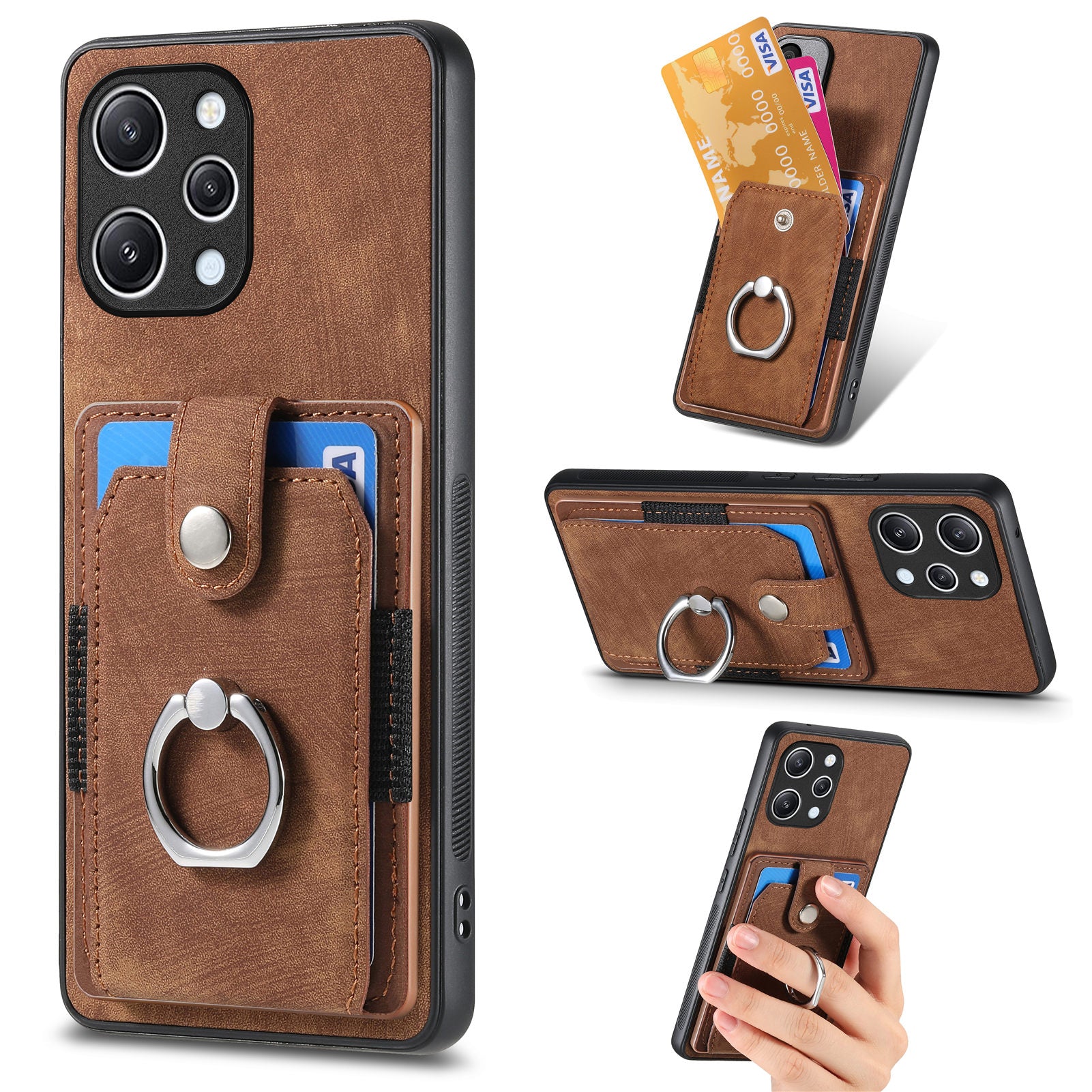 D2 For Xiaomi Redmi 12 4G / Redmi 12 5G (Global) / Poco M6 Pro 5G Case Ring Holder Kickstand TPU Phone Shell