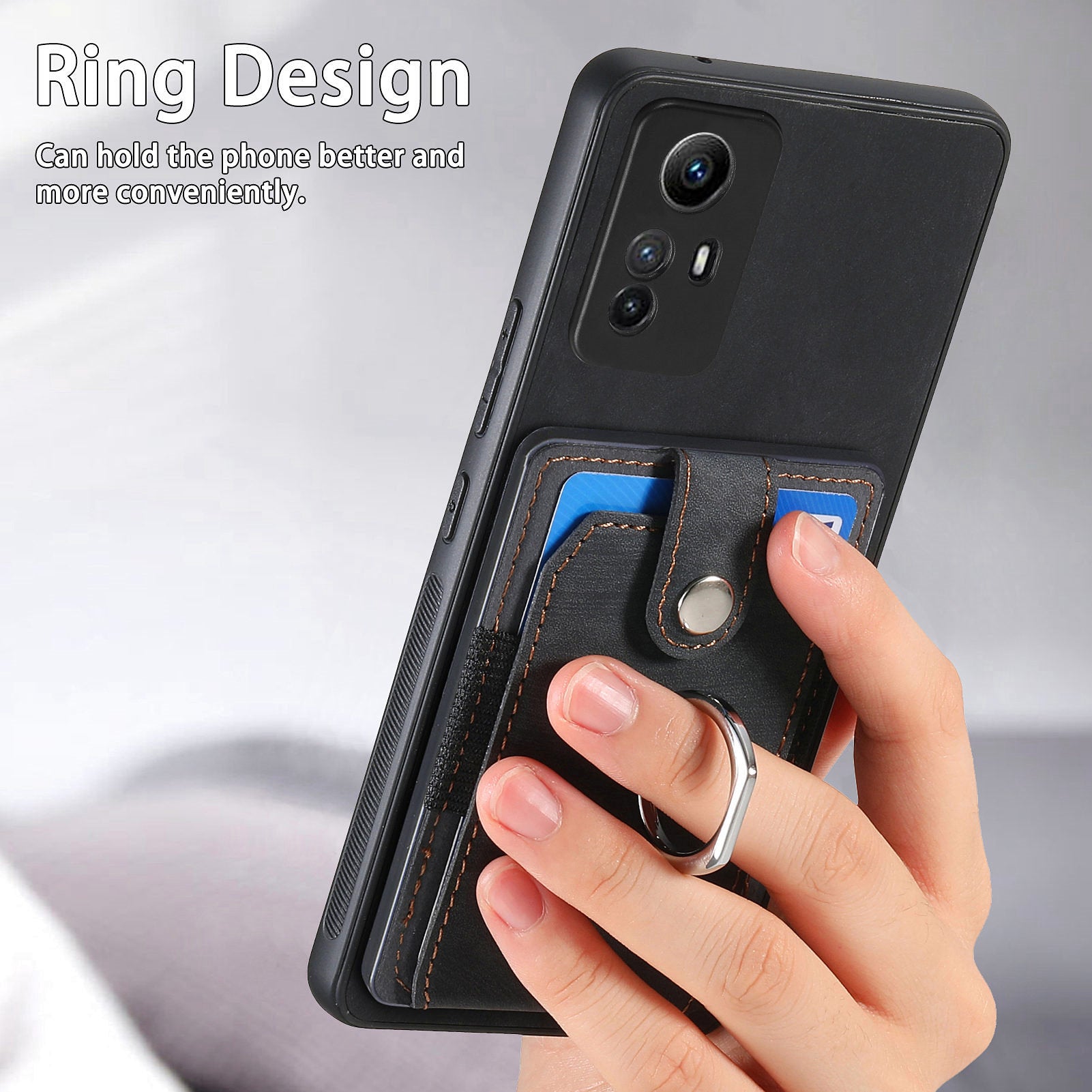 D2 For Xiaomi Redmi 12 4G Cover Ring Phone Case Kickstand Holder TPU Phone Shell