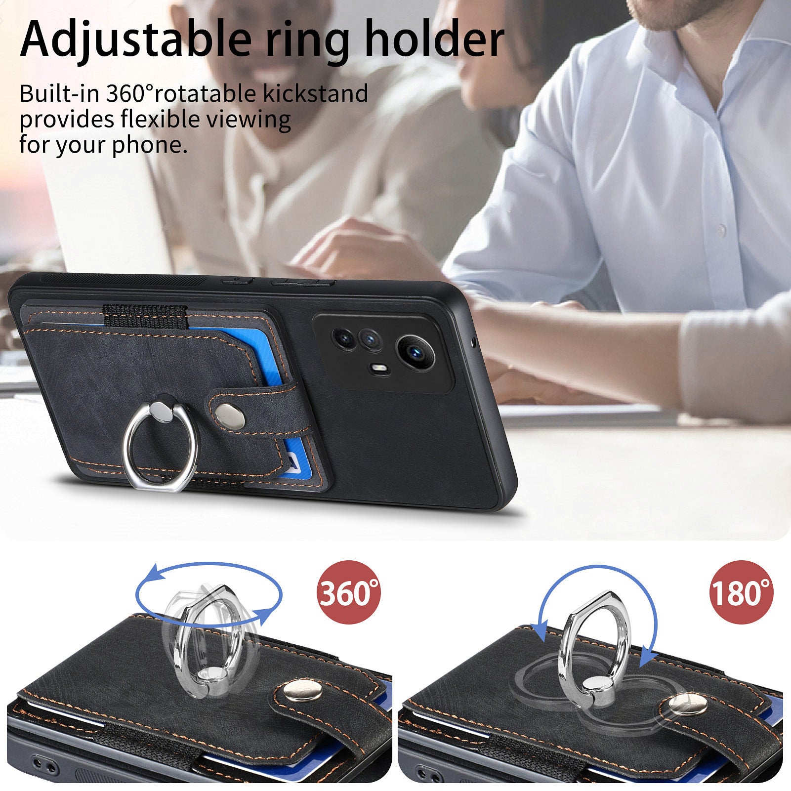 D2 For Xiaomi Redmi 12 4G Cover Ring Phone Case Kickstand Holder TPU Phone Shell