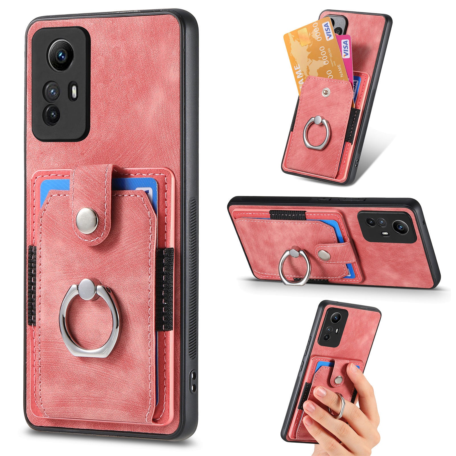 D2 For Xiaomi Redmi 12 4G Cover Ring Phone Case Kickstand Holder TPU Phone Shell