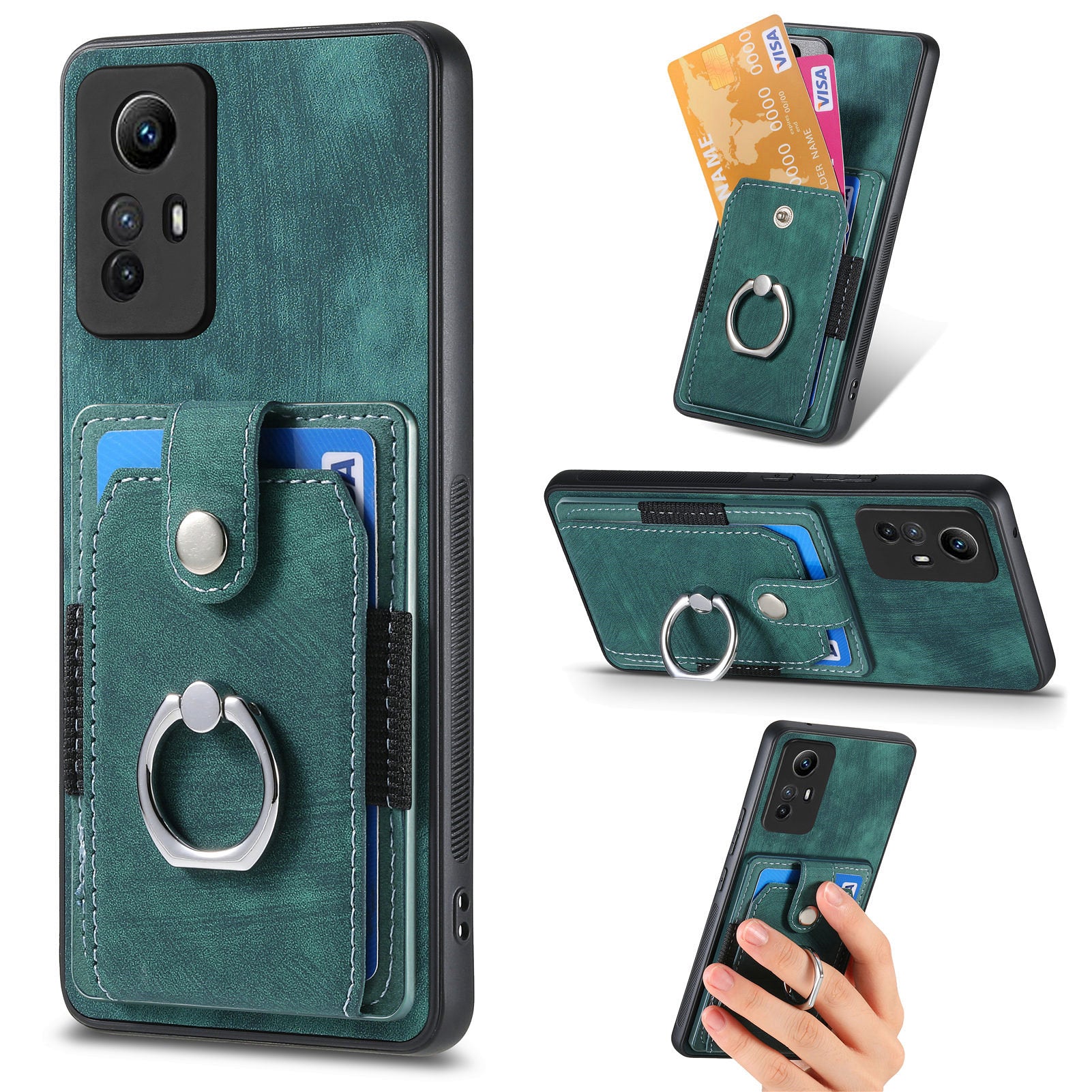 D2 For Xiaomi Redmi 12 4G Cover Ring Phone Case Kickstand Holder TPU Phone Shell