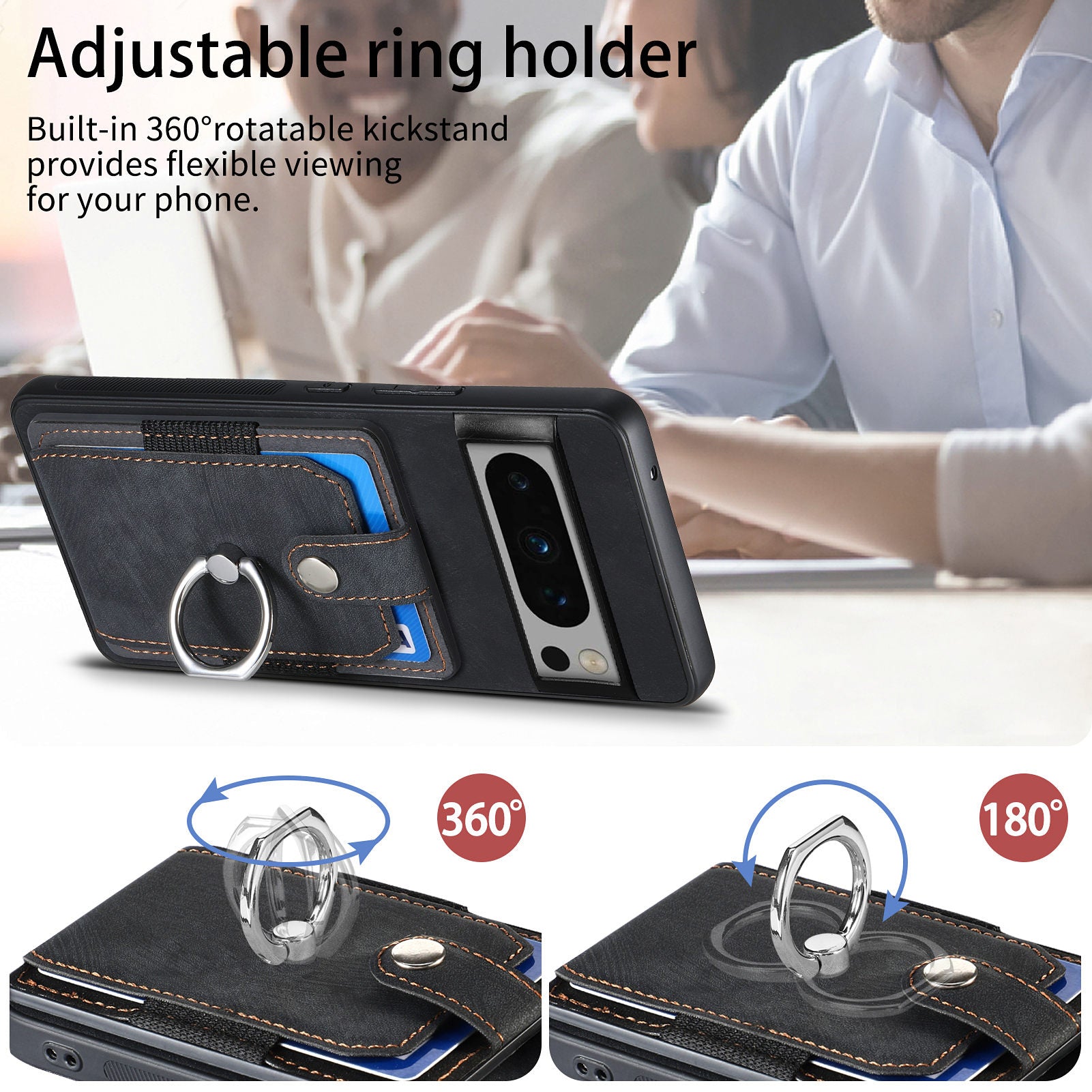 D2 For Google Pixel 8 Pro Cover Ring Kickstand Holder TPU Phone Protective Case