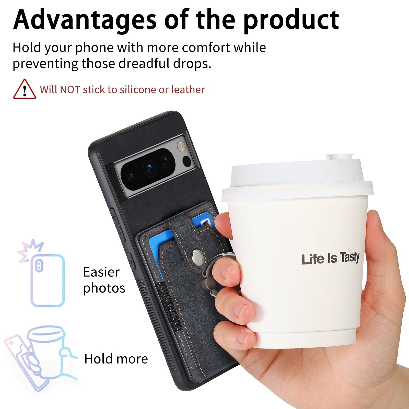 D2 For Google Pixel 8 Pro Cover Ring Kickstand Holder TPU Phone Protective Case