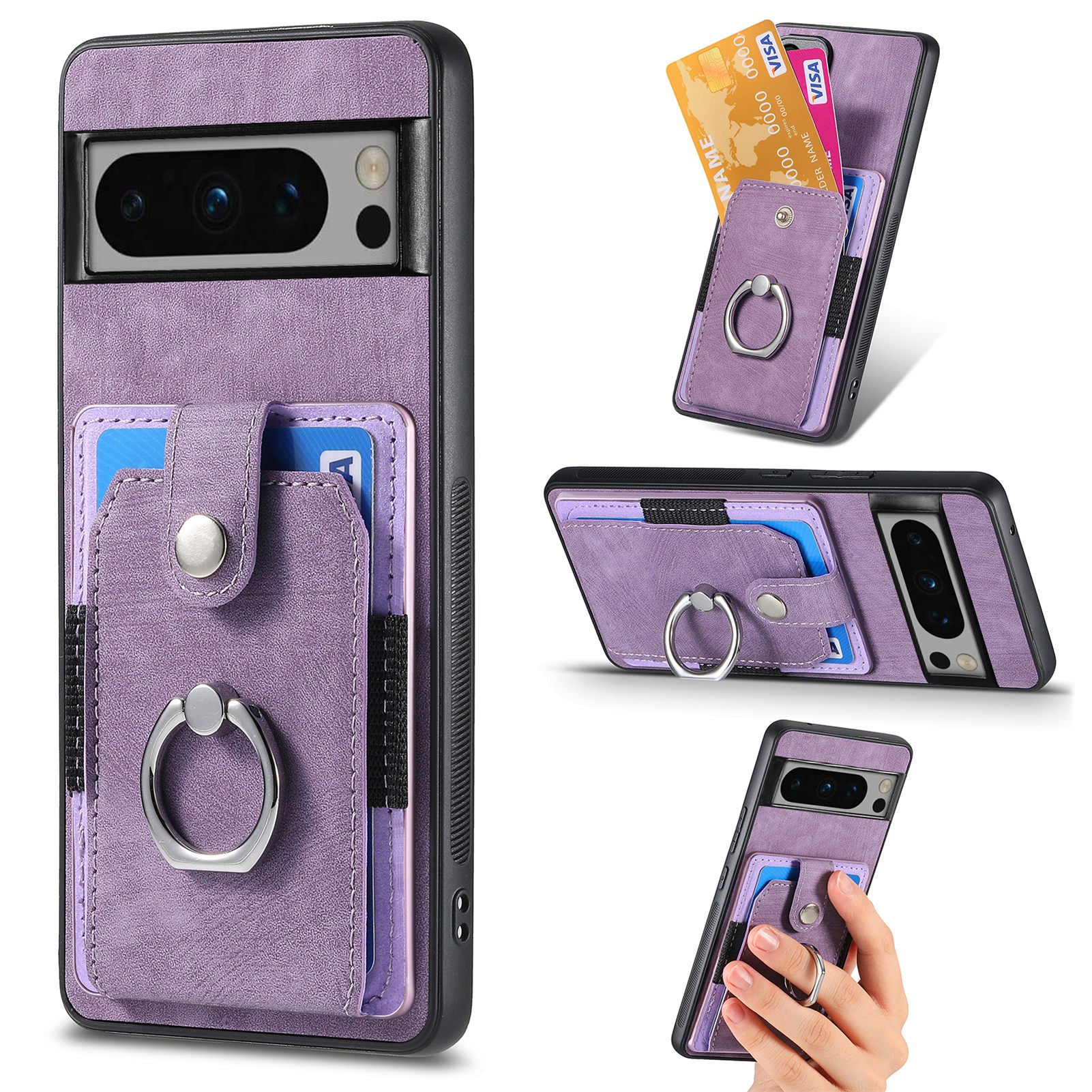 D2 For Google Pixel 8 Pro Cover Ring Kickstand Holder TPU Phone Protective Case