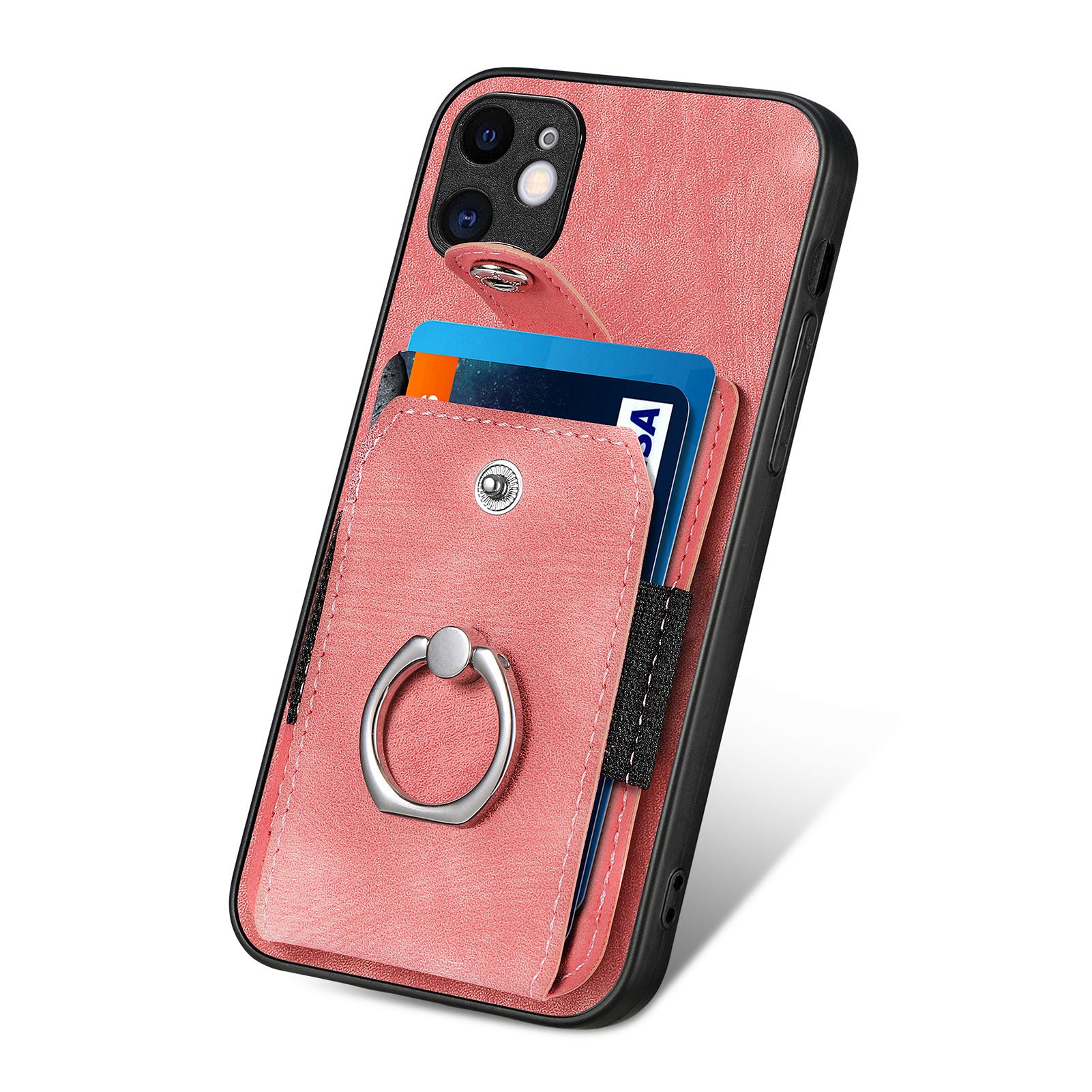 D2 For iPhone 11 Kickstand Case Shockproof TPU+PU Leather Phone Case