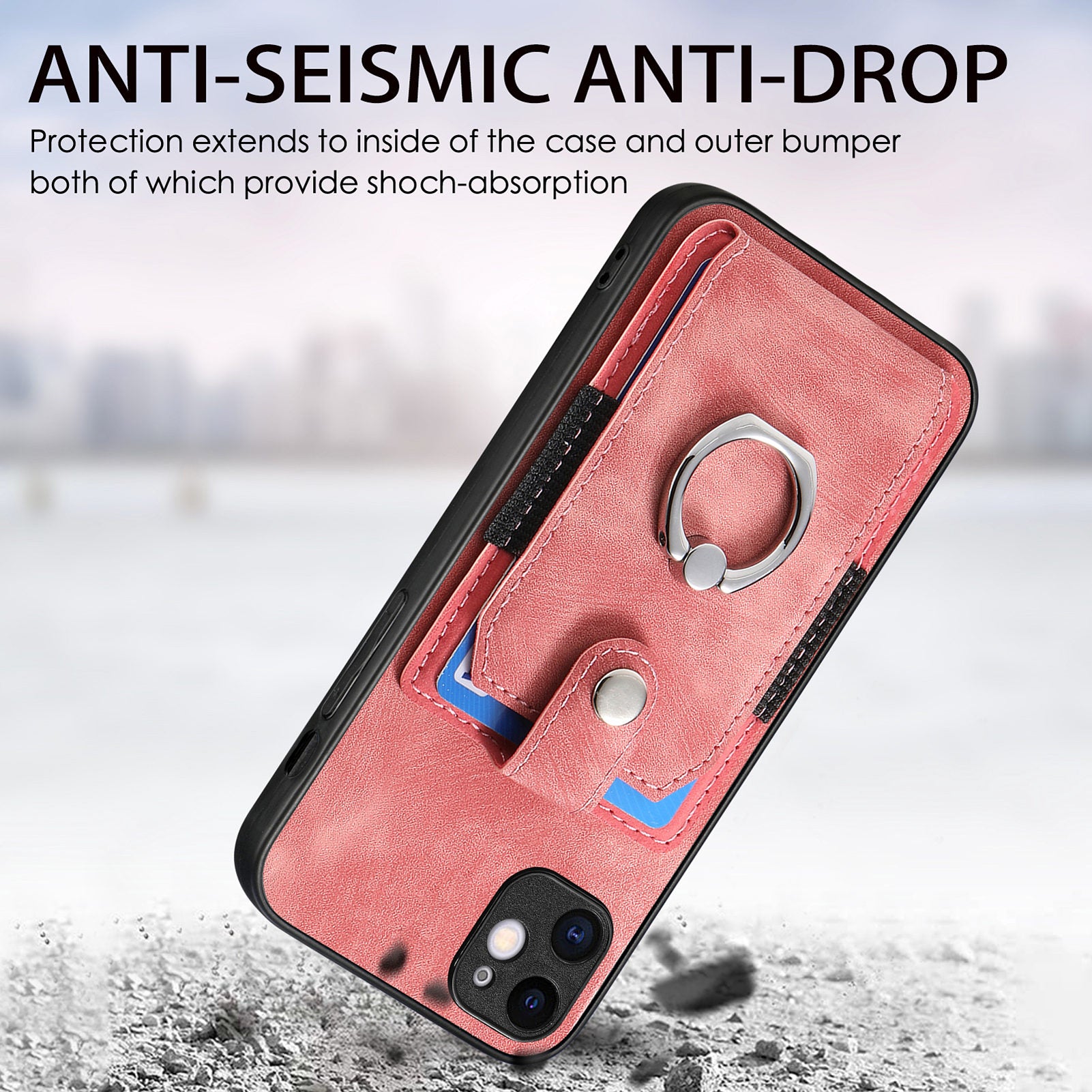 D2 For iPhone 11 Kickstand Case Shockproof TPU+PU Leather Phone Case