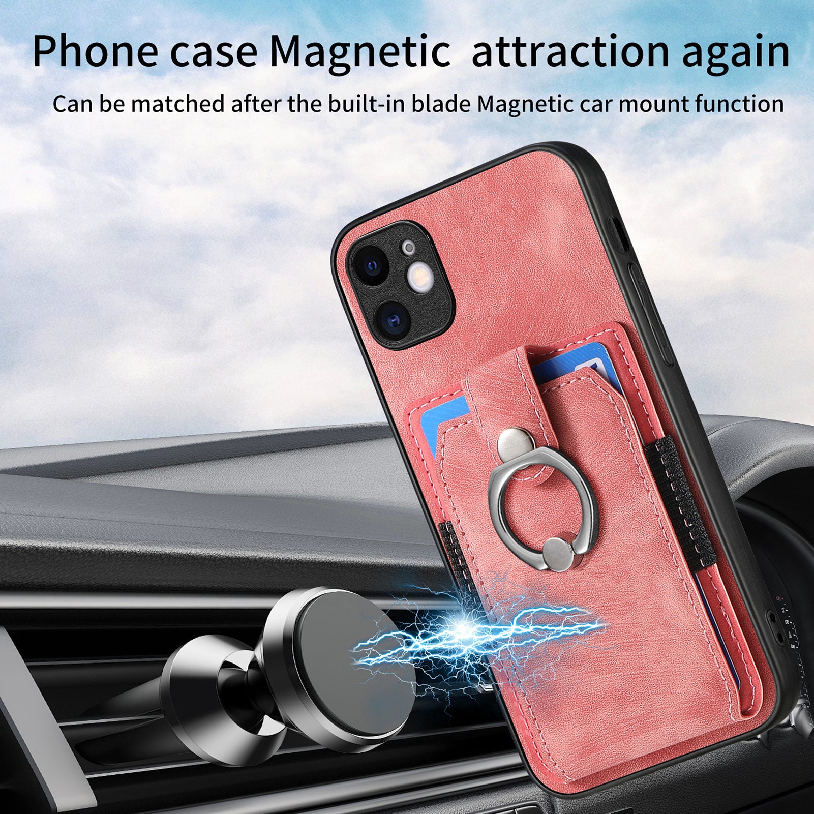 D2 For iPhone 11 Kickstand Case Shockproof TPU+PU Leather Phone Case