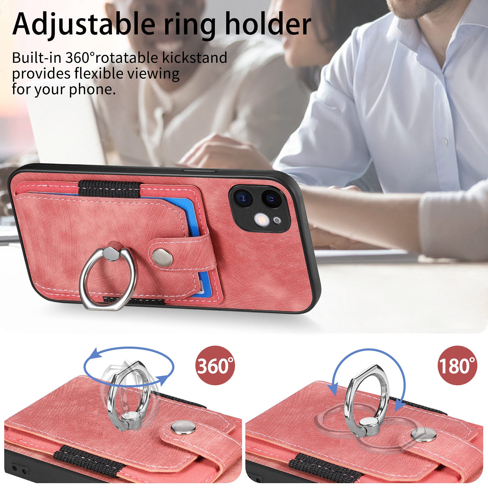 D2 For iPhone 11 Kickstand Case Shockproof TPU+PU Leather Phone Case