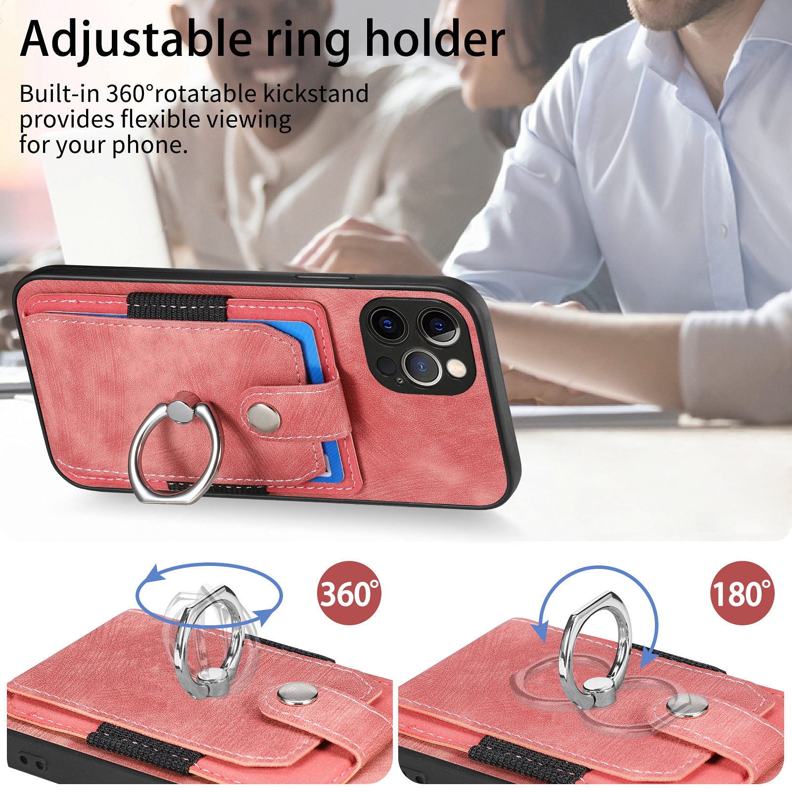 D2 For iPhone 12 Pro Max Case TPU+PU Leather Phone Shell with Kickstand