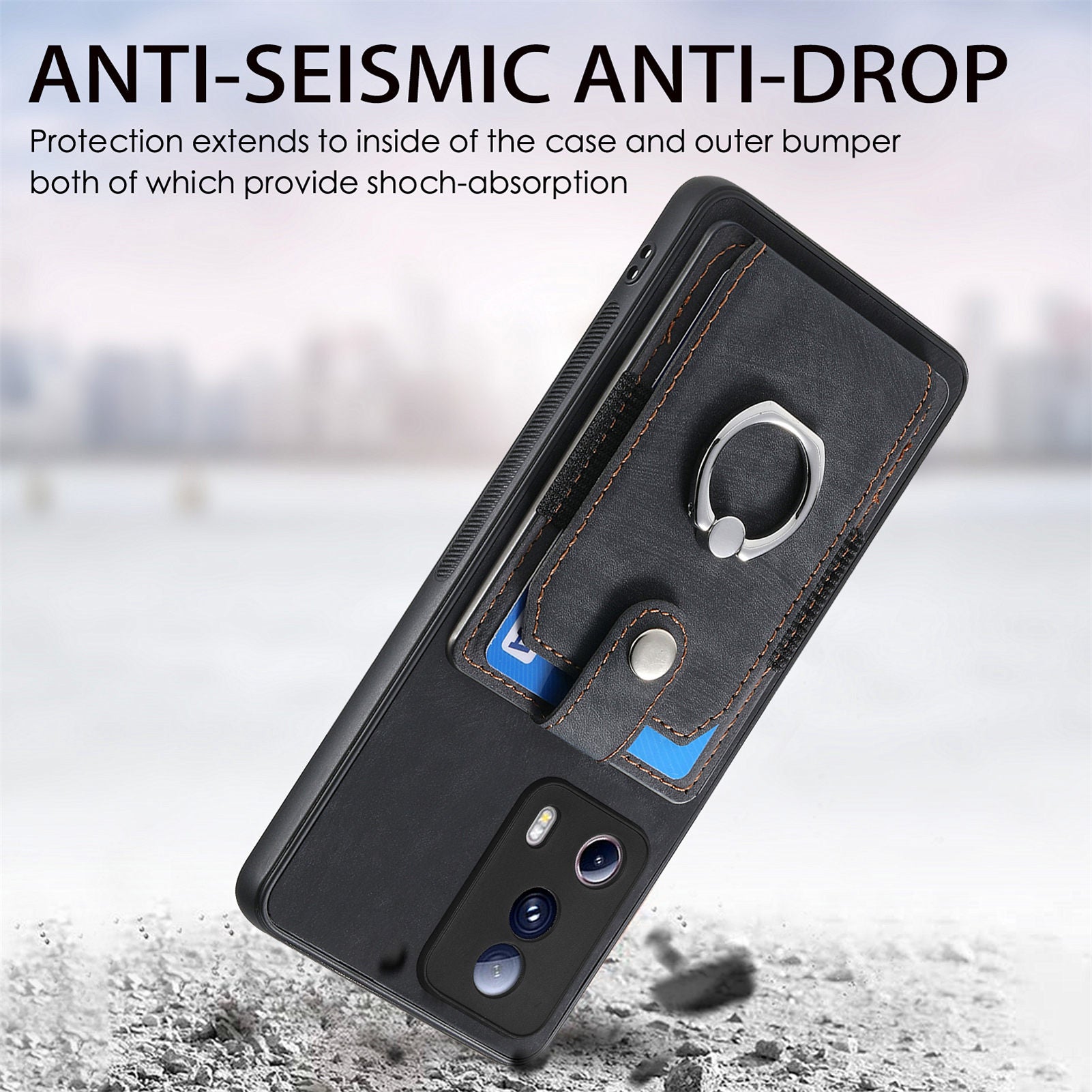 D2 Phone Case for Xiaomi 13 Lite / Civi 2 5G TPU+PU Leather Cover with Ring Kickstand