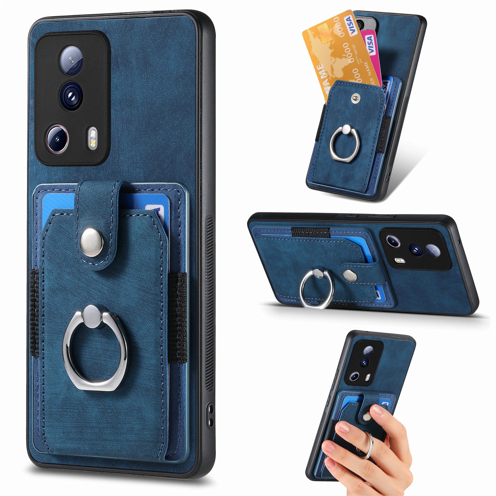 D2 Phone Case for Xiaomi 13 Lite / Civi 2 5G TPU+PU Leather Cover with Ring Kickstand