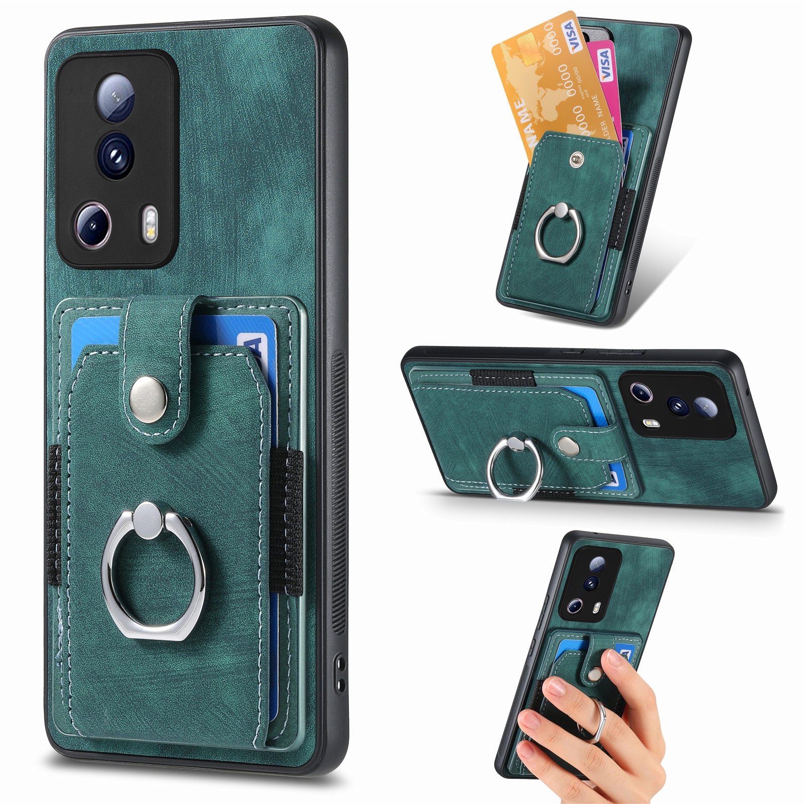 D2 Phone Case for Xiaomi 13 Lite / Civi 2 5G TPU+PU Leather Cover with Ring Kickstand