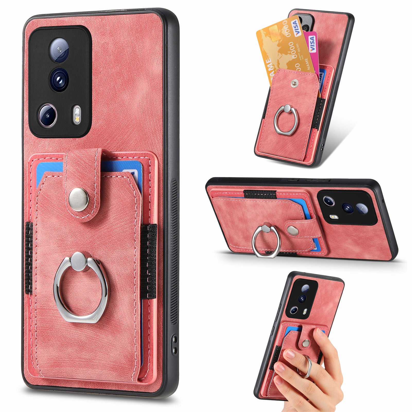 D2 Phone Case for Xiaomi 13 Lite / Civi 2 5G TPU+PU Leather Cover with Ring Kickstand