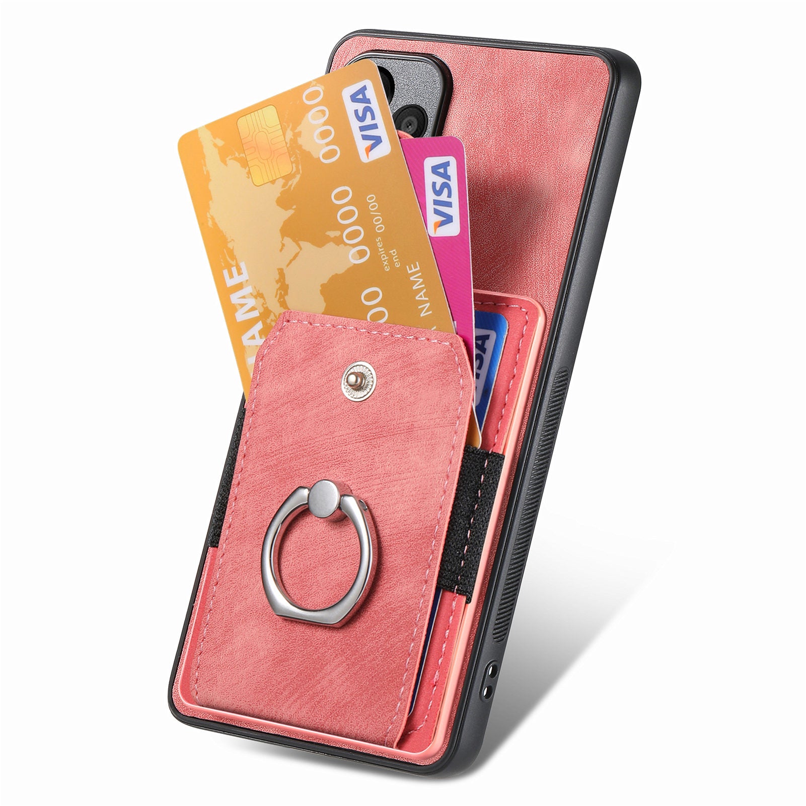 D2 For Samsung Galaxy S24 Ultra Phone Cover Slim-Fit Cell Phone Case with Card Holder, Ring Kickstand