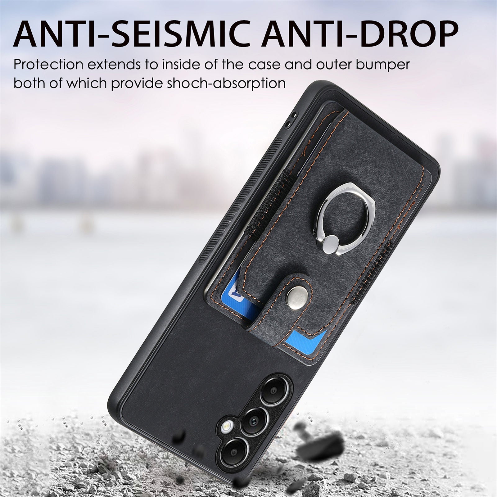 D2 For Samsung Galaxy A34 5G Cell Phone Case Card Holder Ring Kickstand Protection Cover