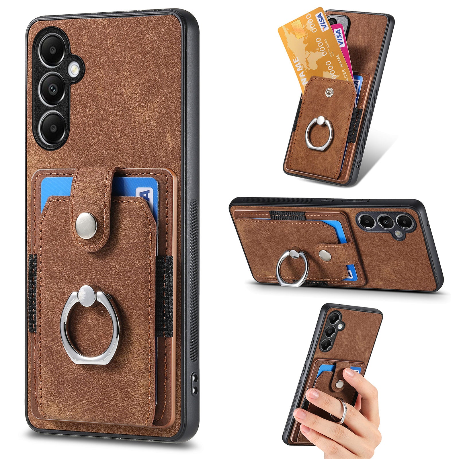 D2 For Samsung Galaxy A34 5G Cell Phone Case Card Holder Ring Kickstand Protection Cover