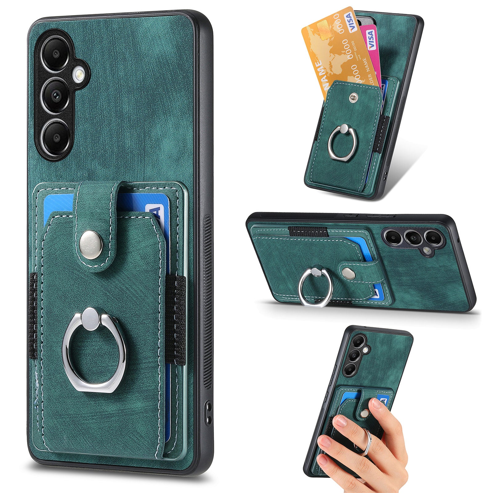 D2 For Samsung Galaxy A34 5G Cell Phone Case Card Holder Ring Kickstand Protection Cover