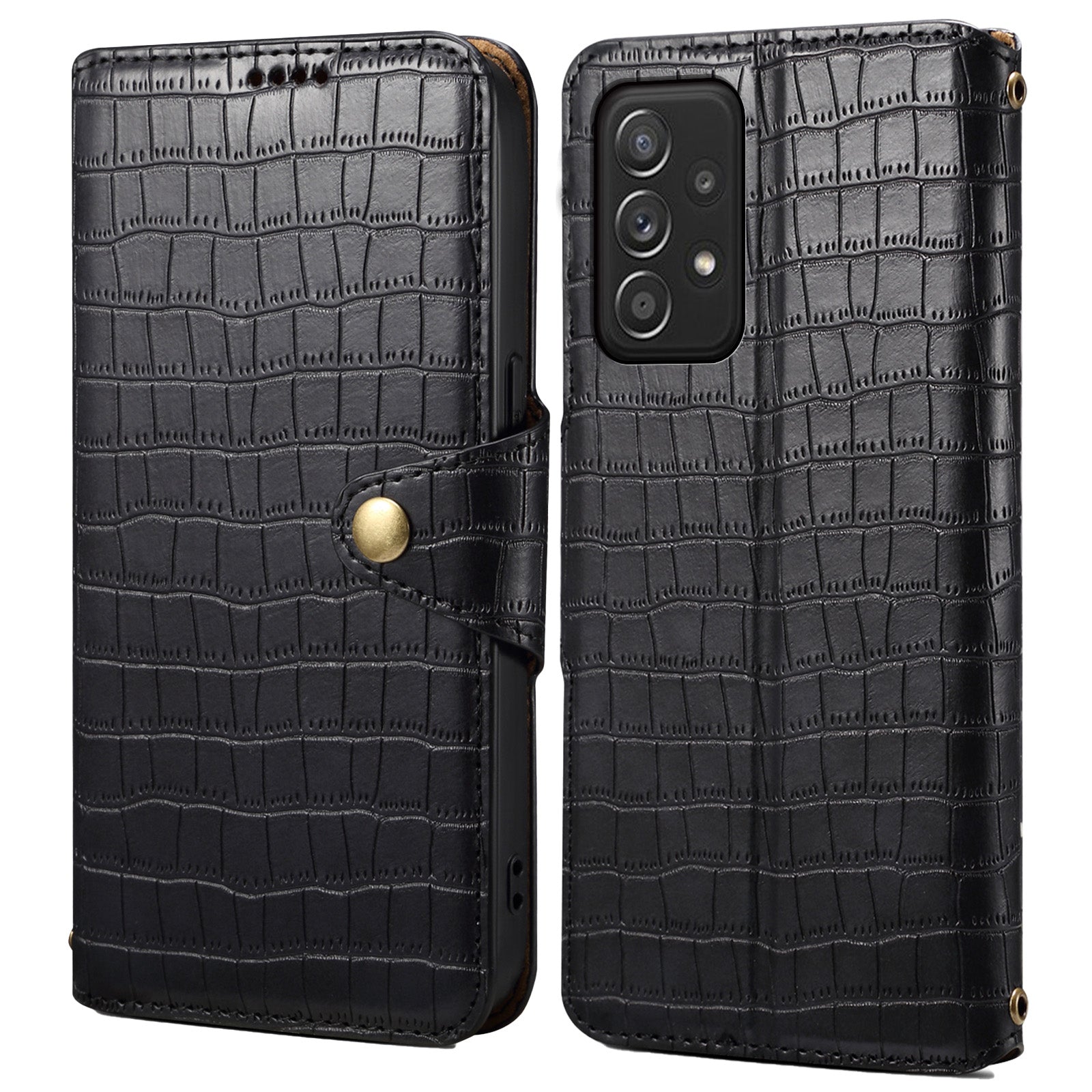 Wallet Phone Cover for Samsung Galaxy A52 4G / A52s 5G / A52 5G Leather Case with Stand Crocodile Texture