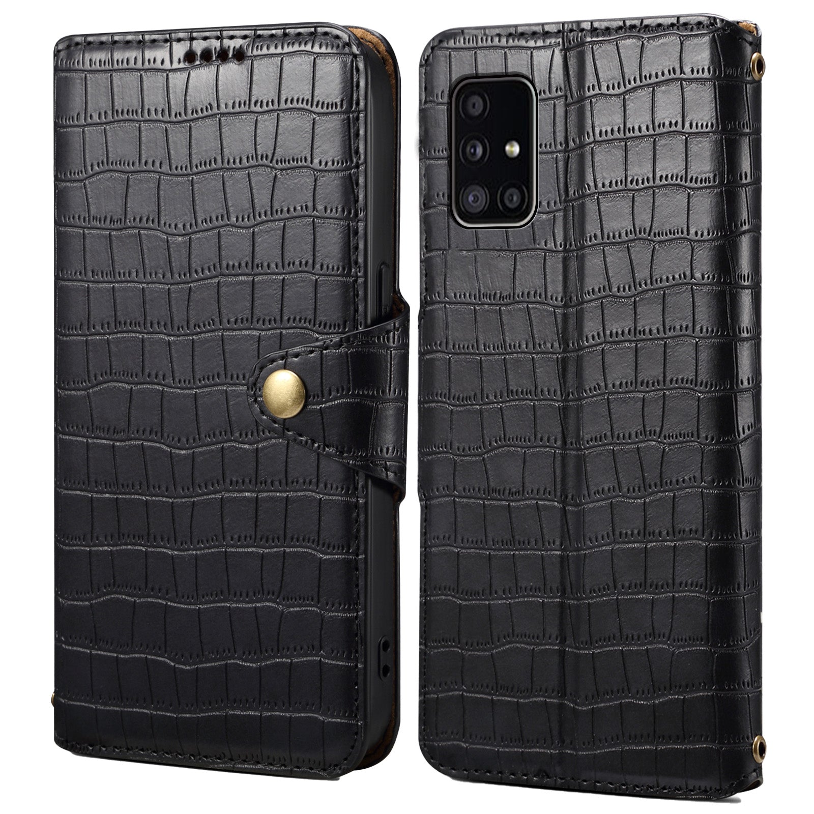 For Samsung Galaxy A51 4G SM-A515 Wallet Case PU Leather Crocodile Texture Phone Cover